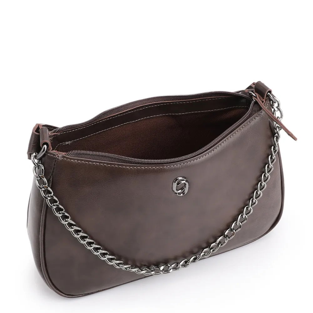 Bolsa Transversal Couro Marrom Escuro - imagem 4