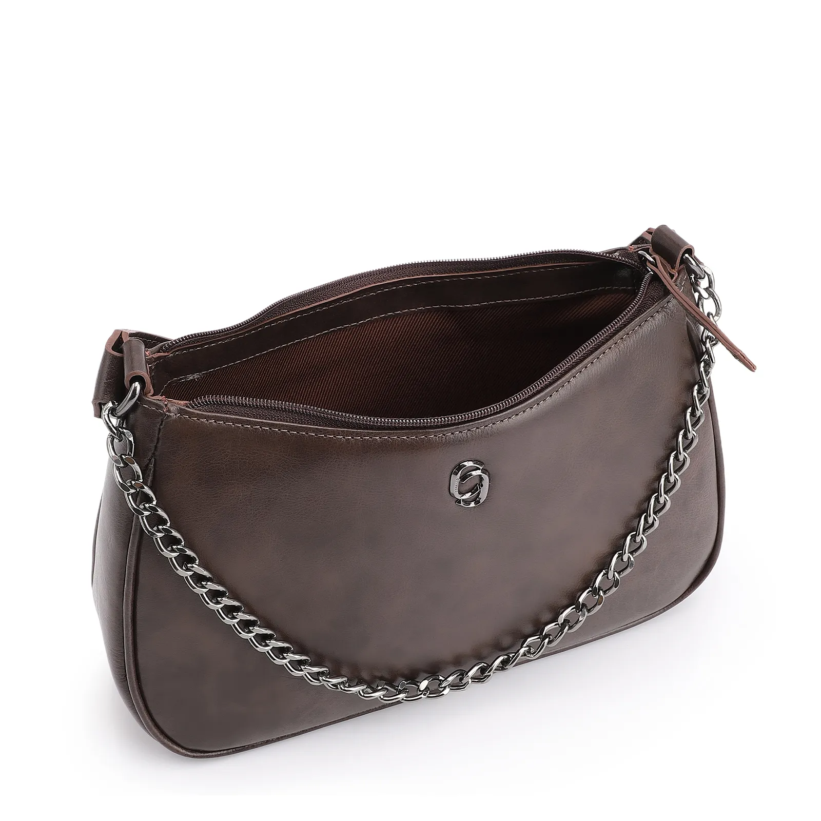 Bolsa Transversal Couro Marrom Escuro