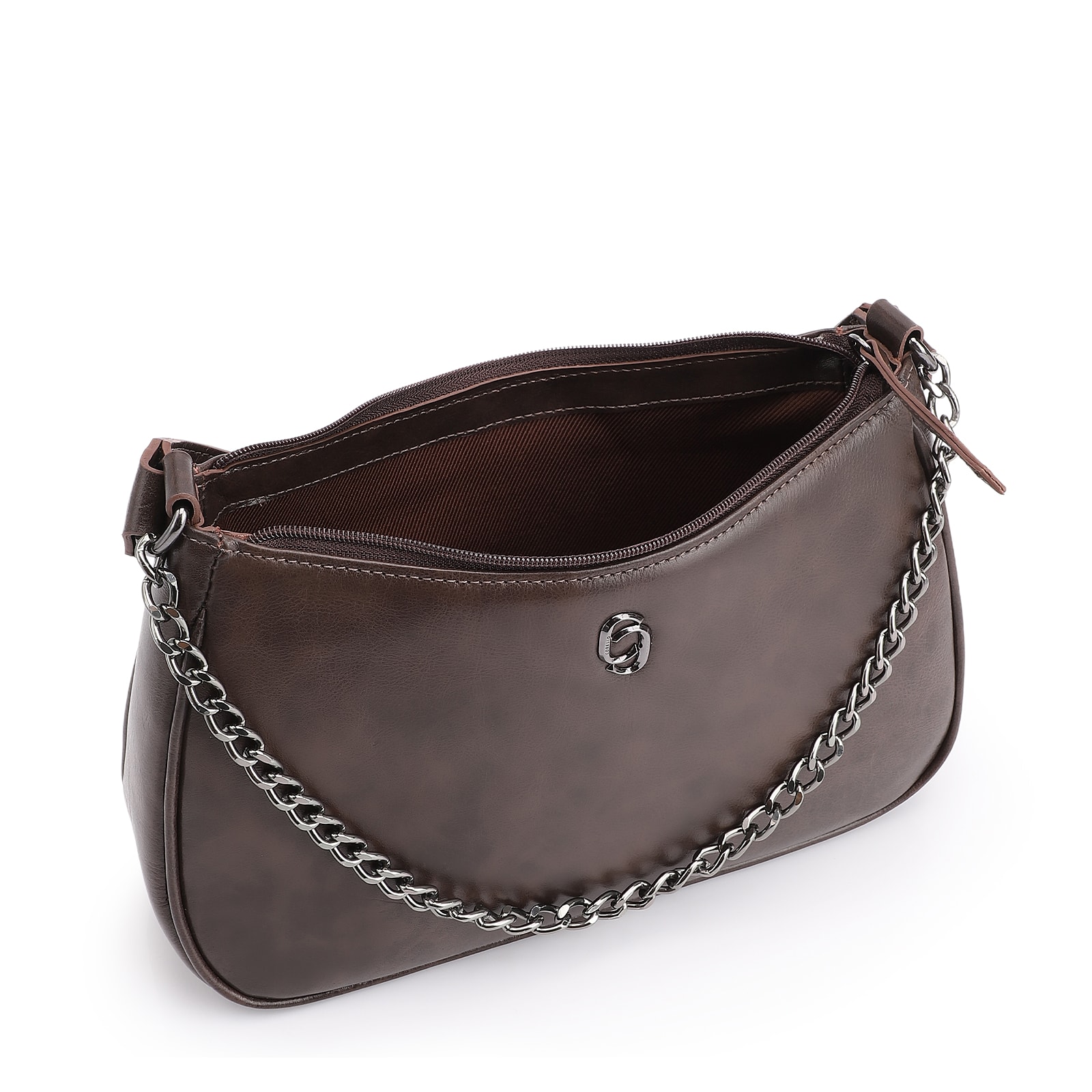 Bolsa Transversal Couro Marrom Escuro