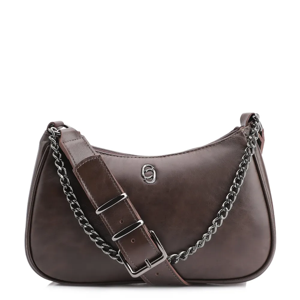 Bolsa Transversal Couro Marrom Escuro
