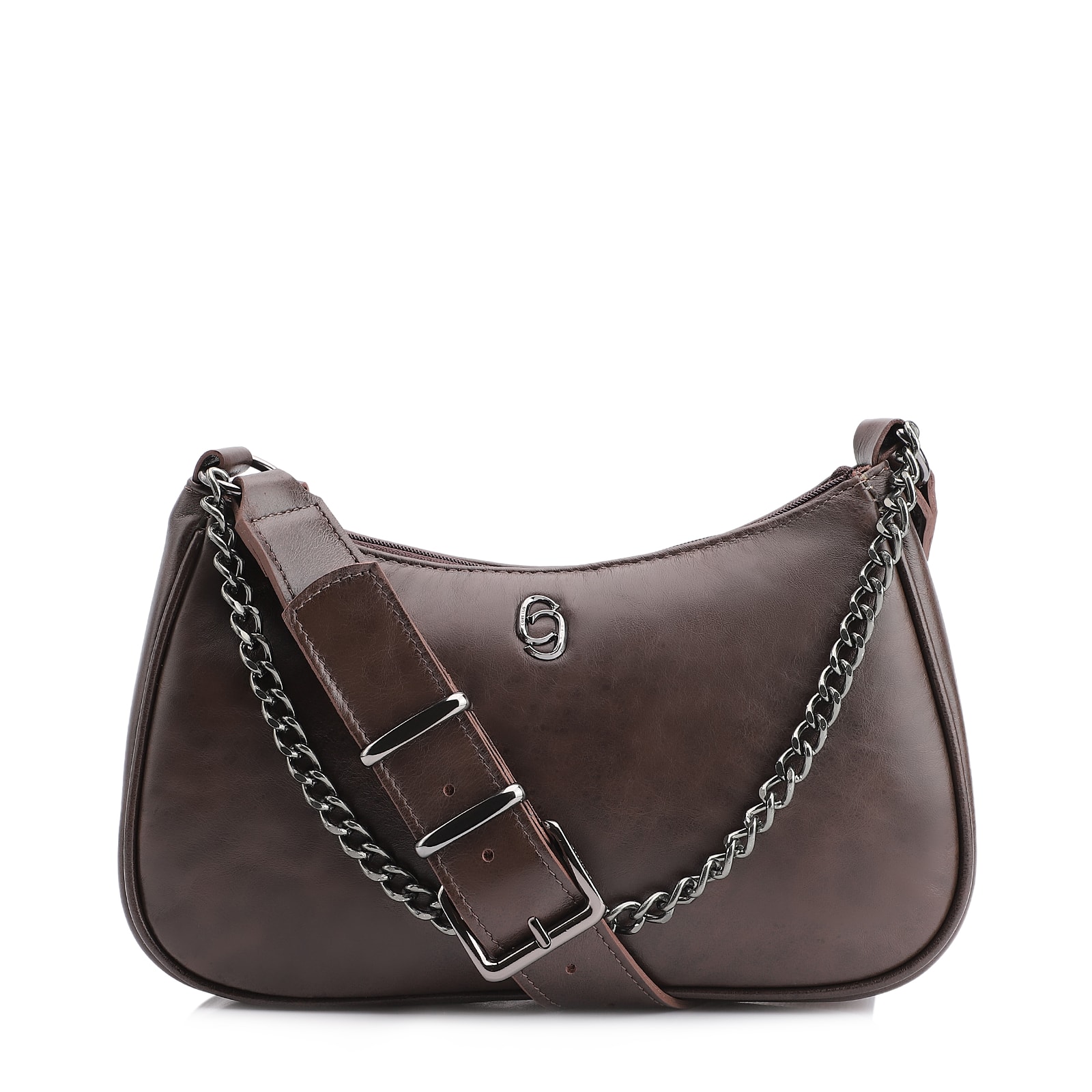 Bolsa Transversal Couro Marrom Escuro