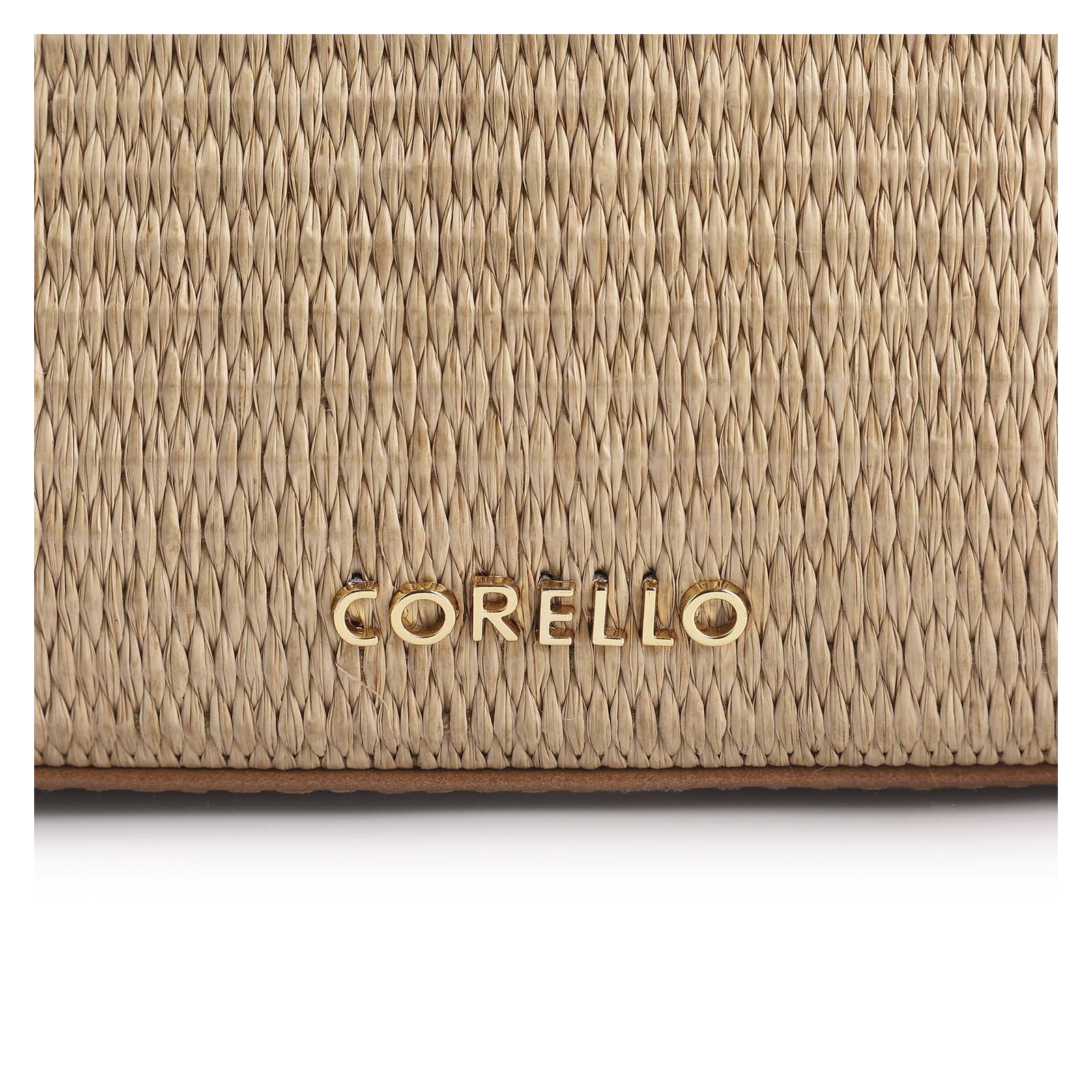 Bolsa Transversal Couro Marrom/Ráfia