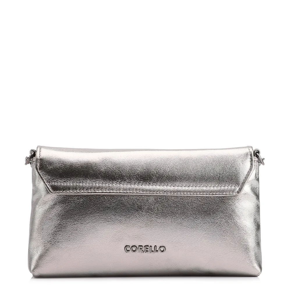  Bolsa Transversal Couro Metal Prata - imagem 3