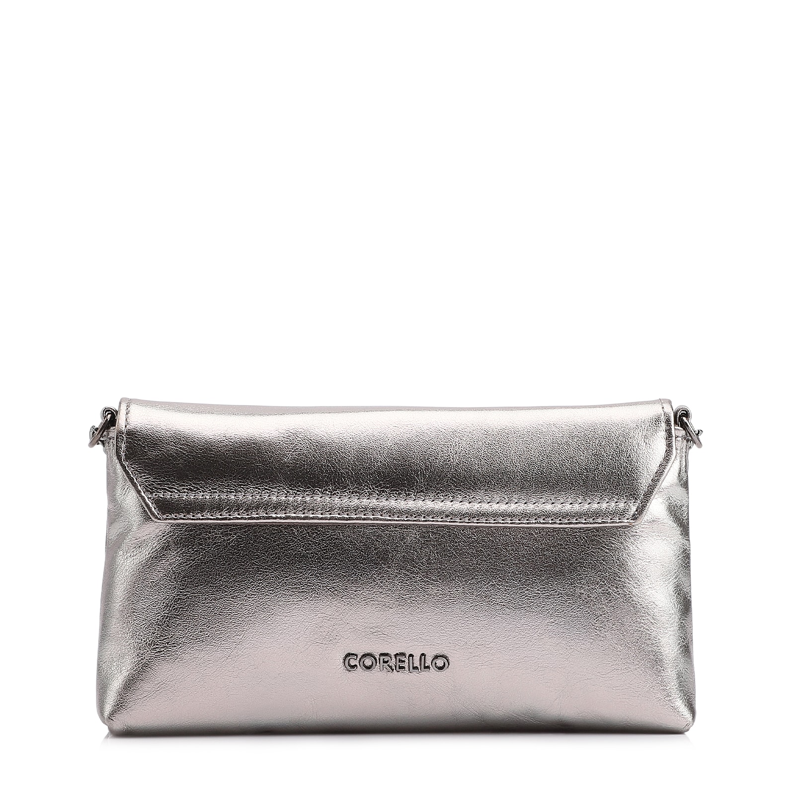 Bolsa Transversal Couro Metal Prata