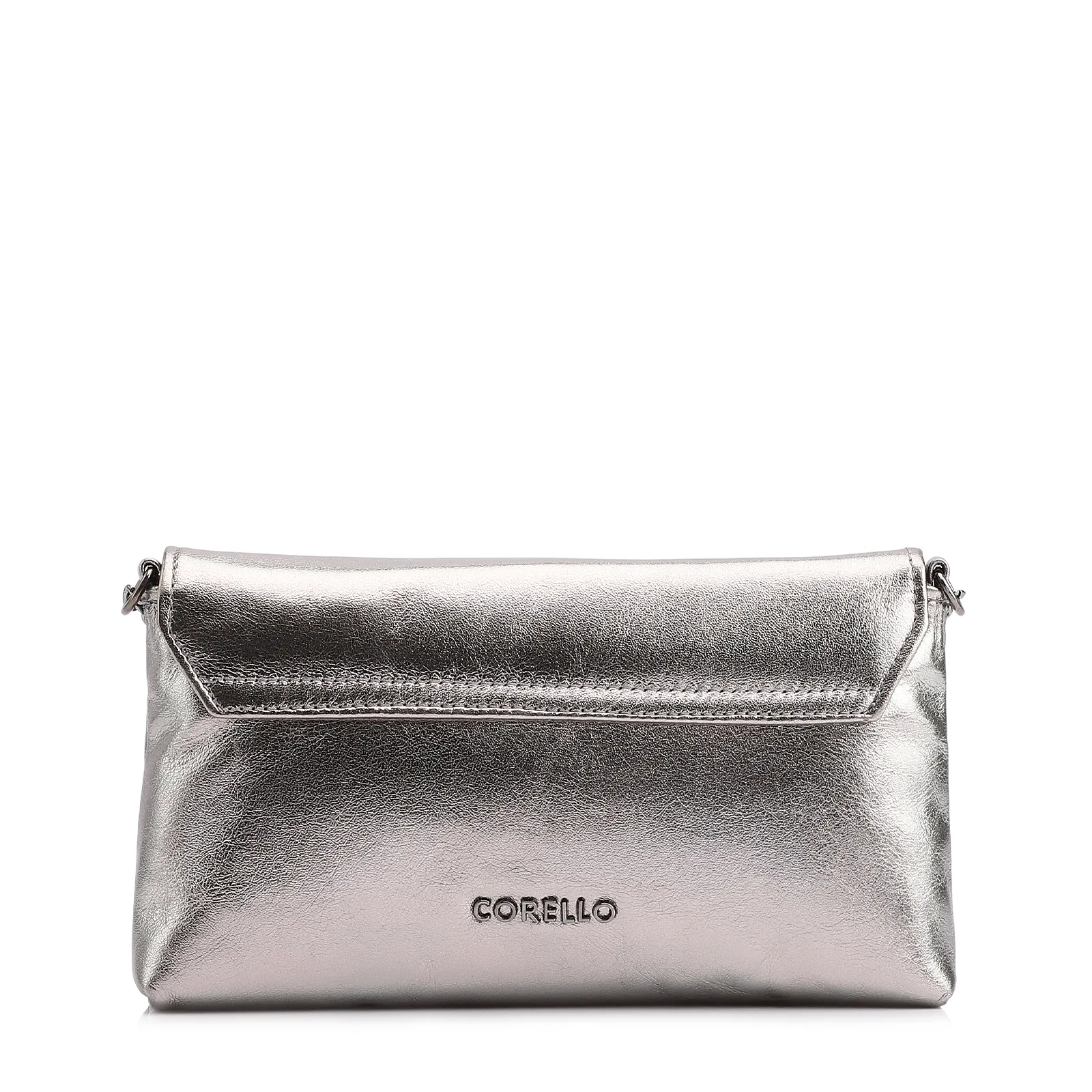 Bolsa Transversal Couro Metal Prata