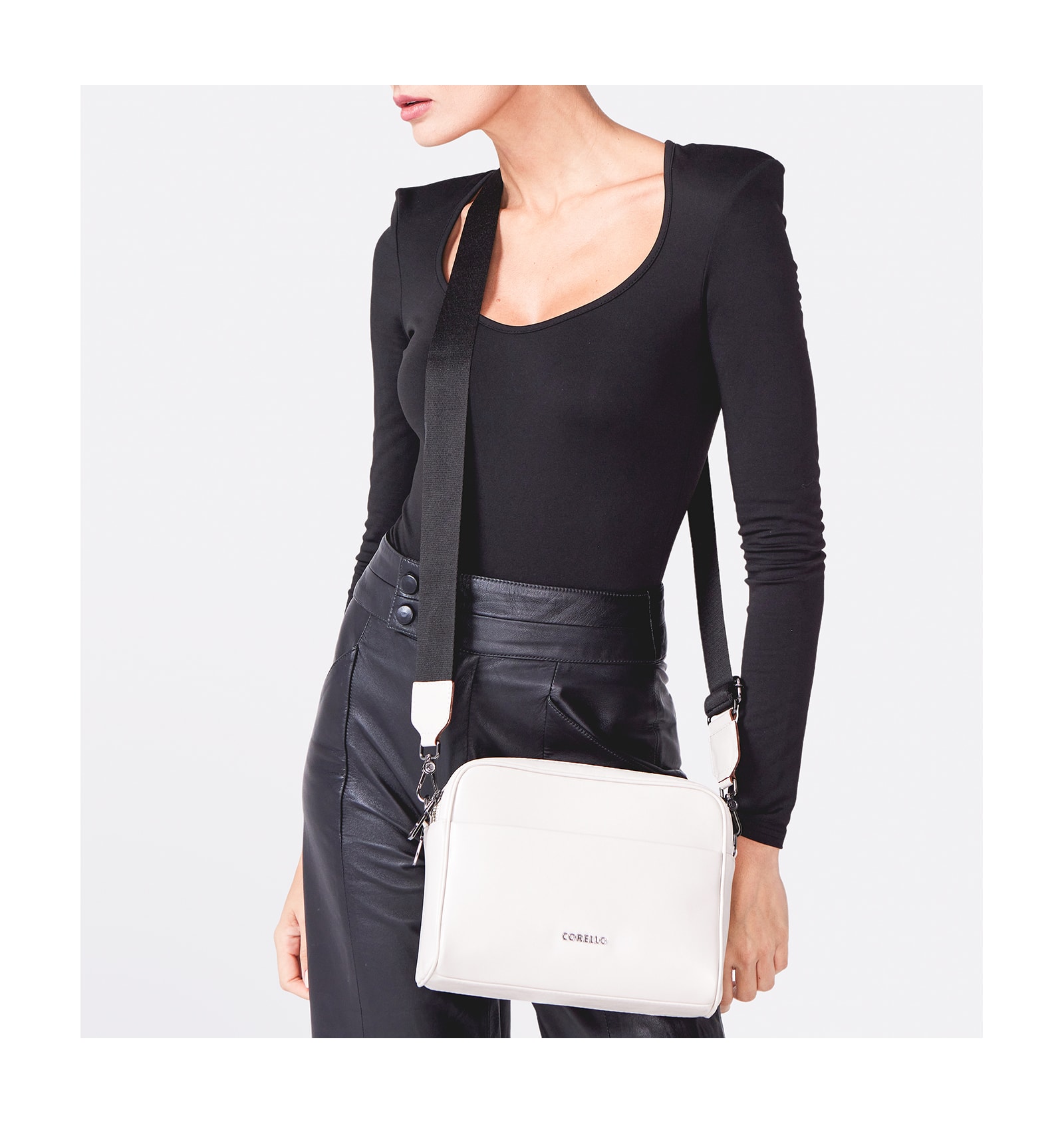 Bolsa Transversal Couro Off White