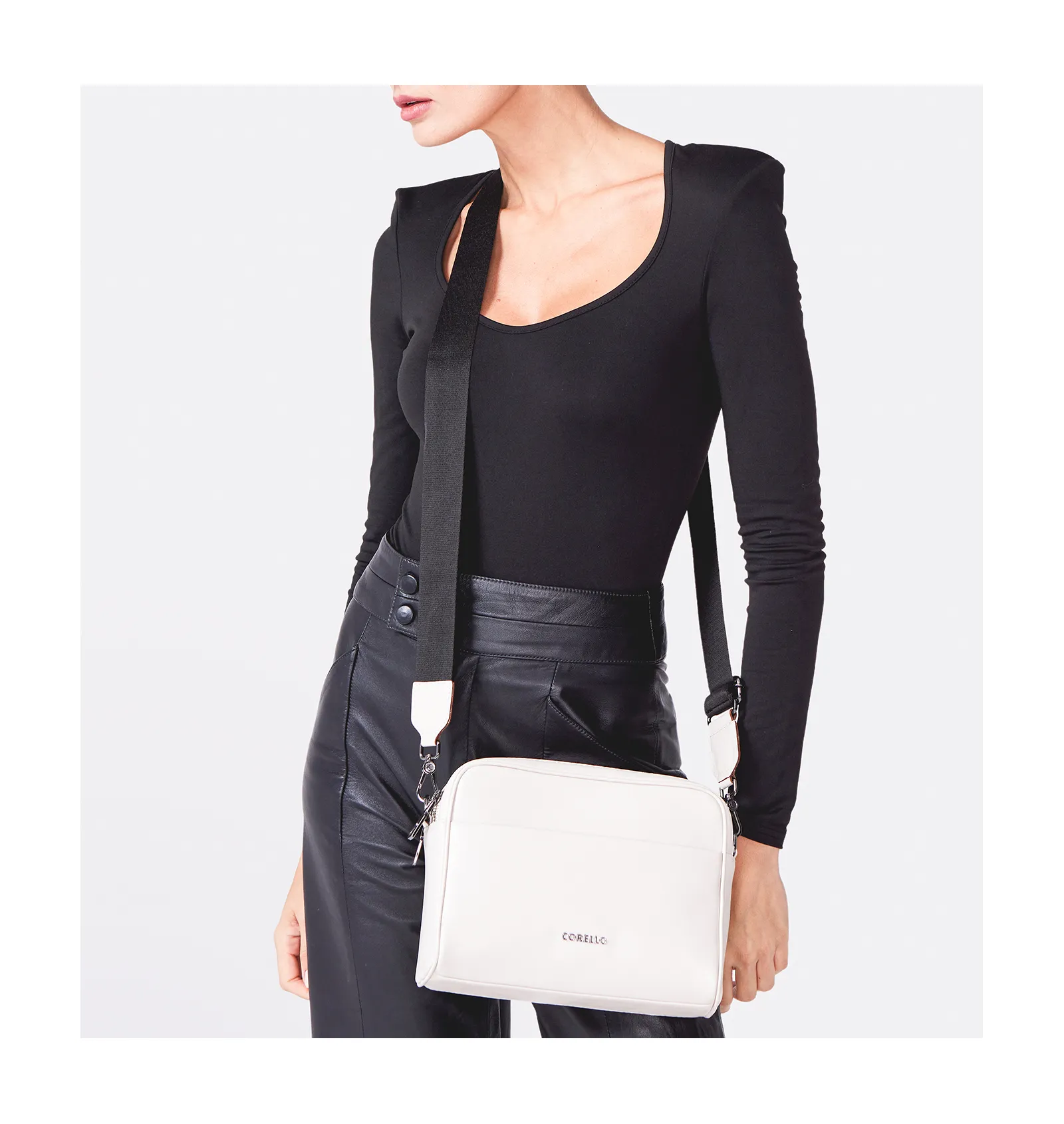 Bolsa Transversal Couro Off White