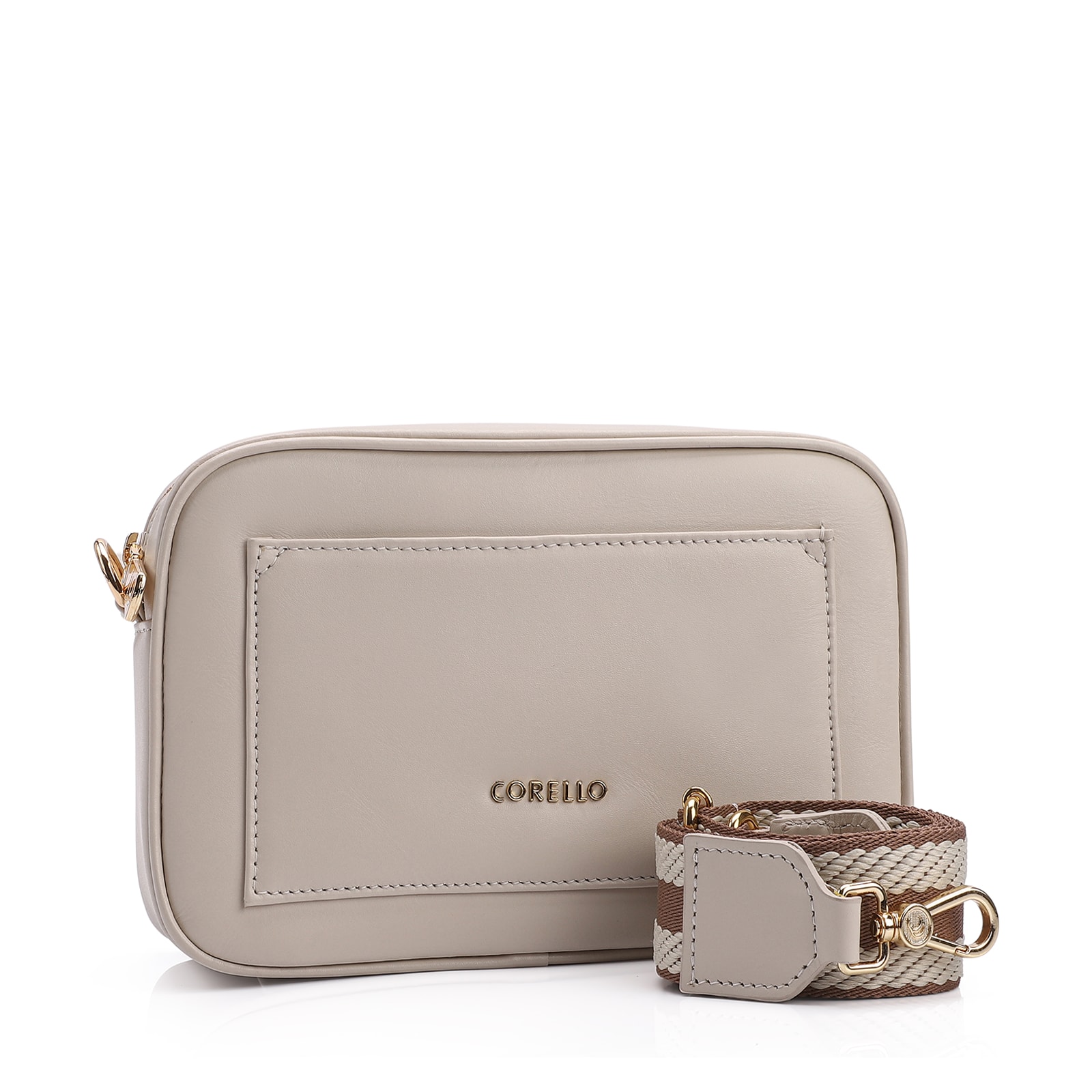 Bolsa Transversal Couro Off White