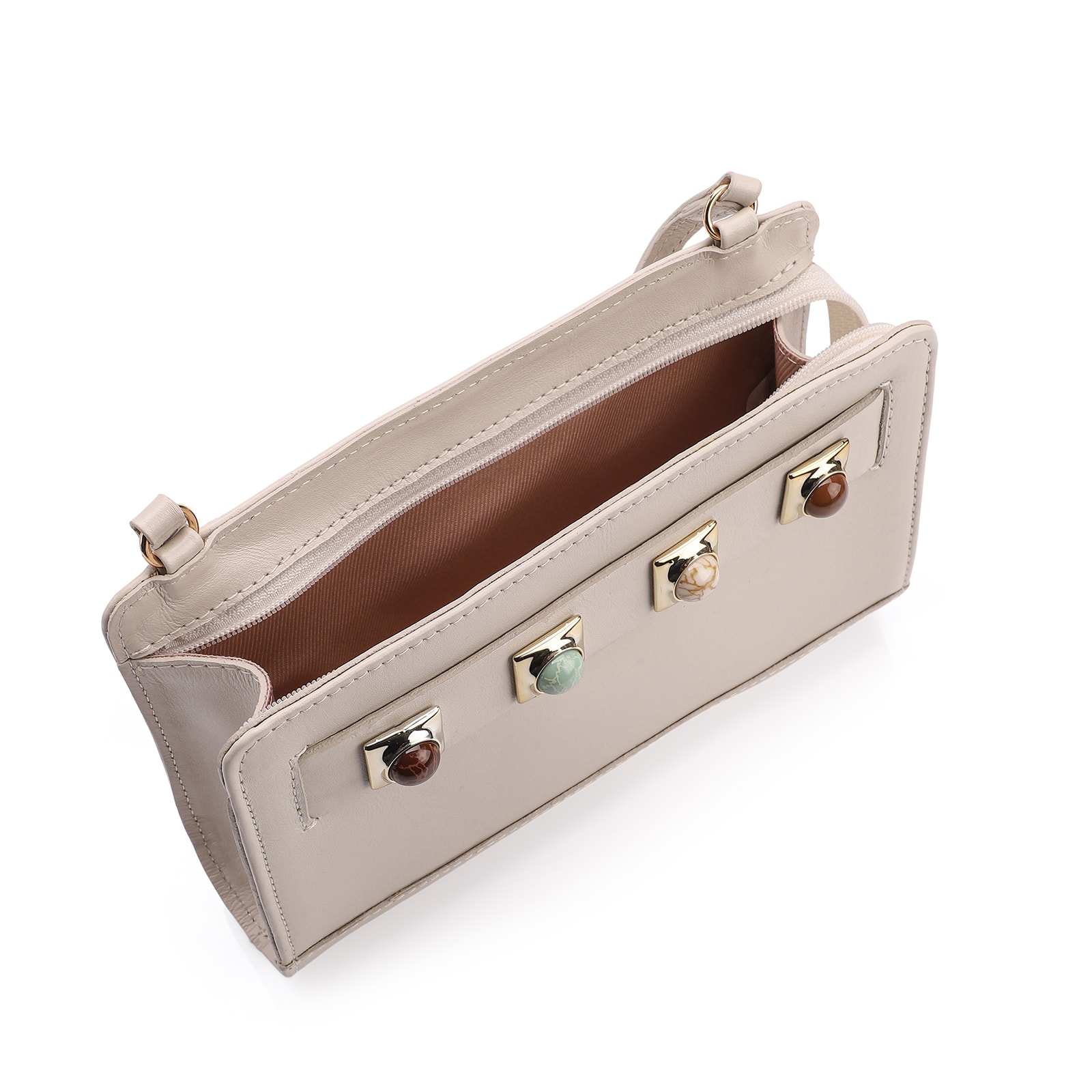 Bolsa Transversal Couro Off White