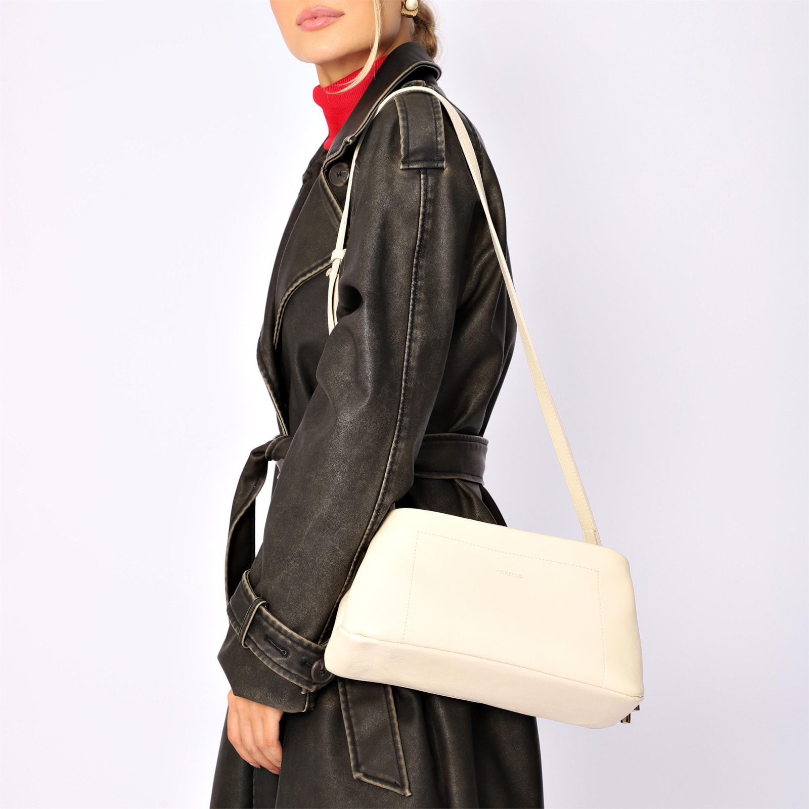 Bolsa Transversal Couro Off White