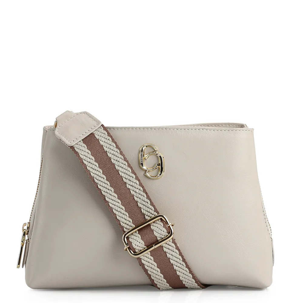 Bolsa Transversal Couro Off White
