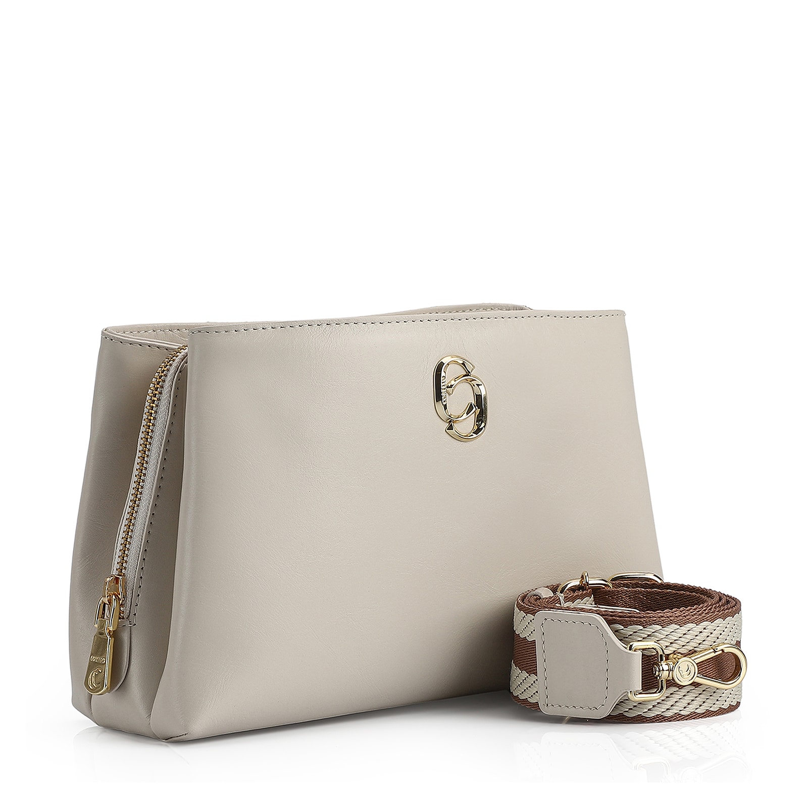 Bolsa Transversal Couro Off White