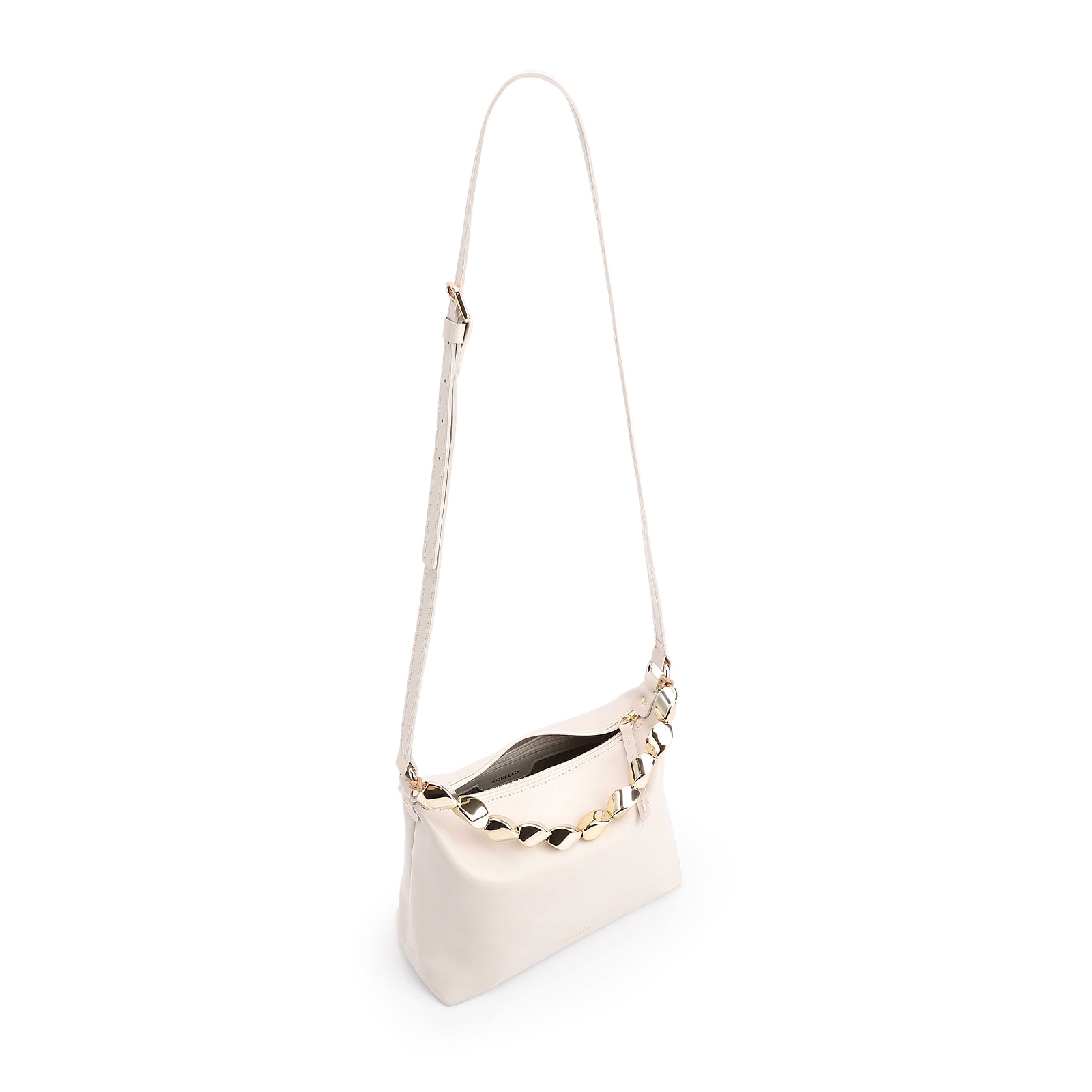 Bolsa Transversal Couro Off White