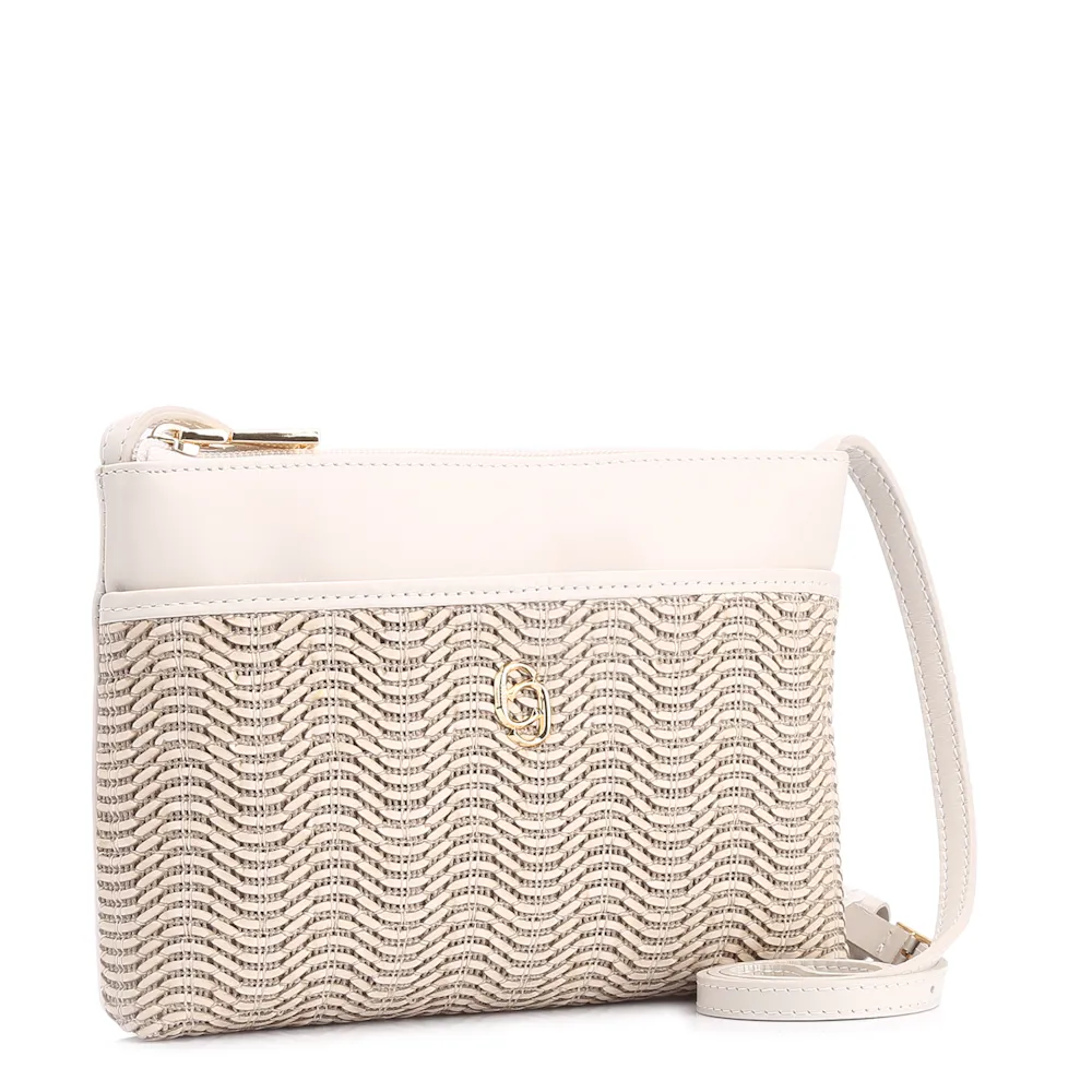 Bolsa Transversal Couro Off White/Alt Tramado Off White - imagem 3