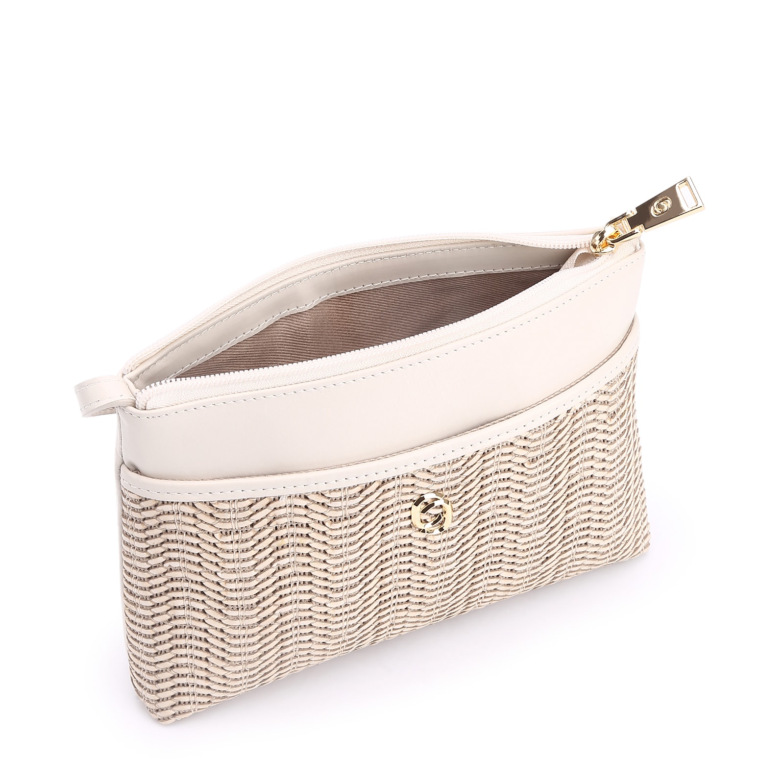 Bolsa Transversal Couro Off White/Alt Tramado Off White