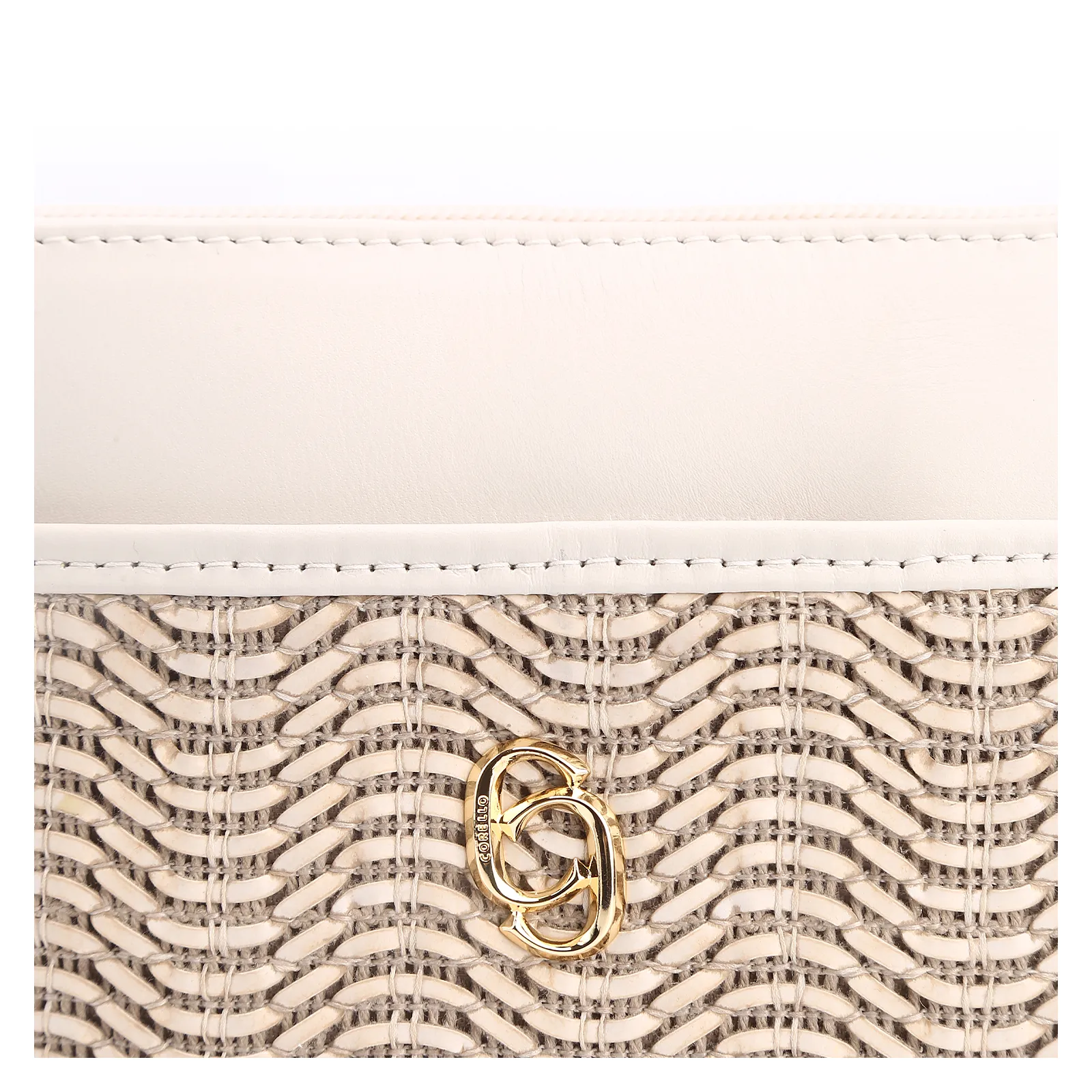 Bolsa Transversal Couro Off White/Alt Tramado Off White
