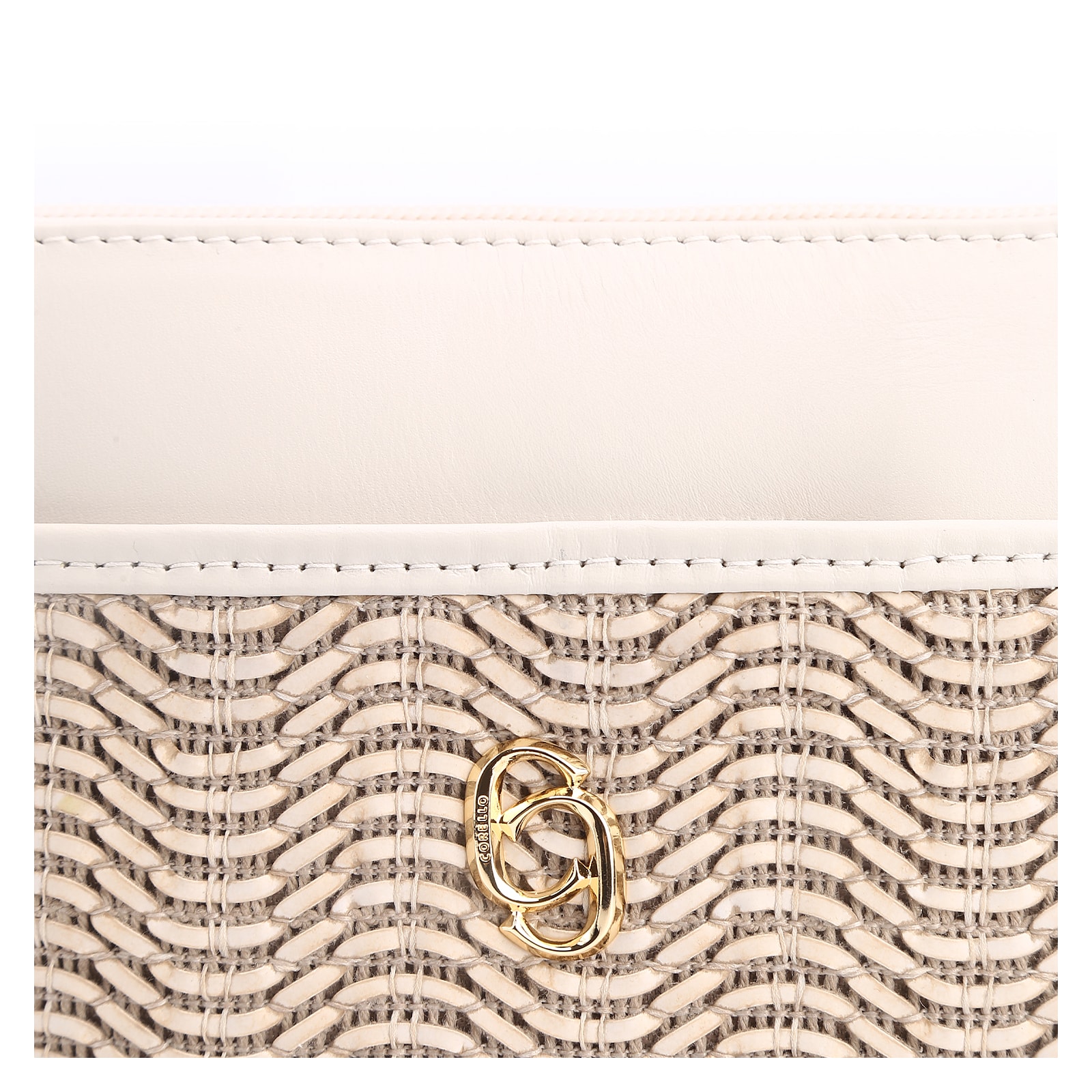 Bolsa Transversal Couro Off White/Alt Tramado Off White