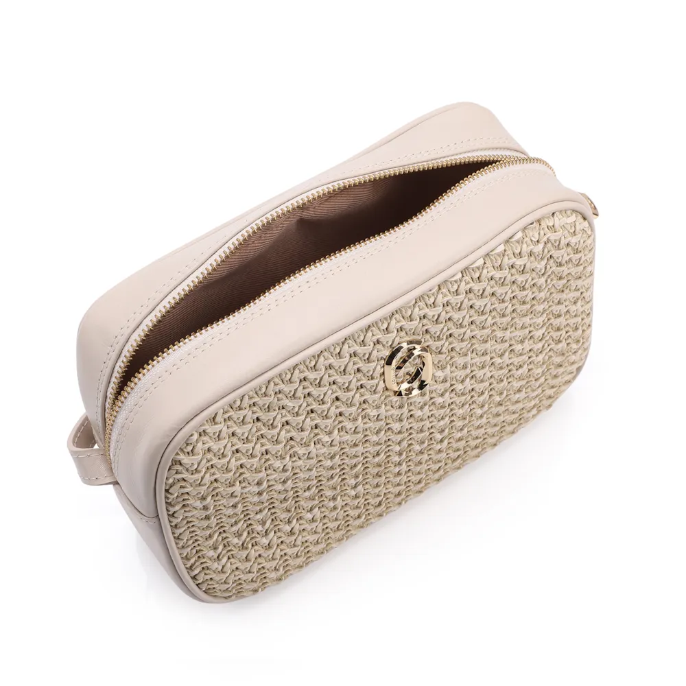 Bolsa Transversal Couro Off White/Crochet Off White - imagem 4