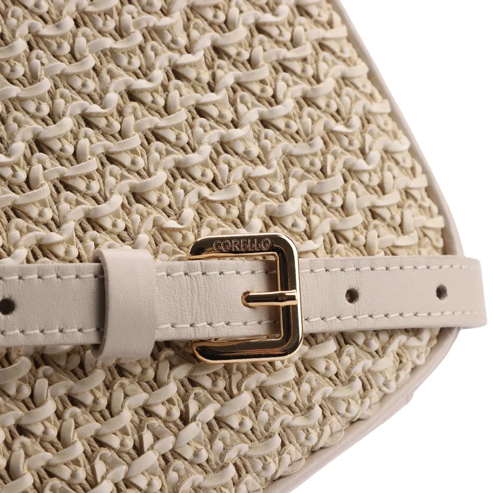Bolsa Transversal Couro Off White/Crochet Off White - imagem 7