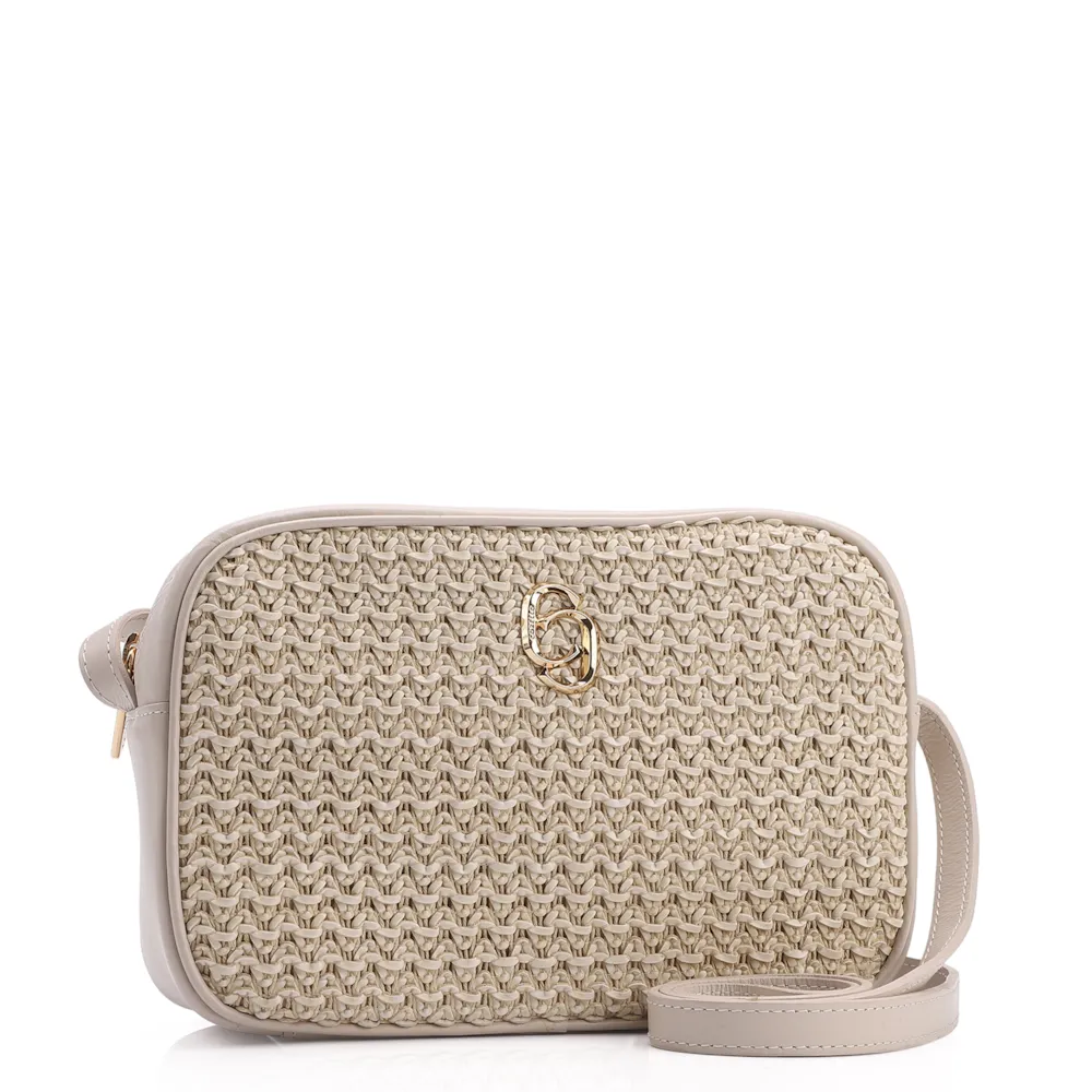 Bolsa Transversal Couro Off White/Crochet Off White - imagem 2