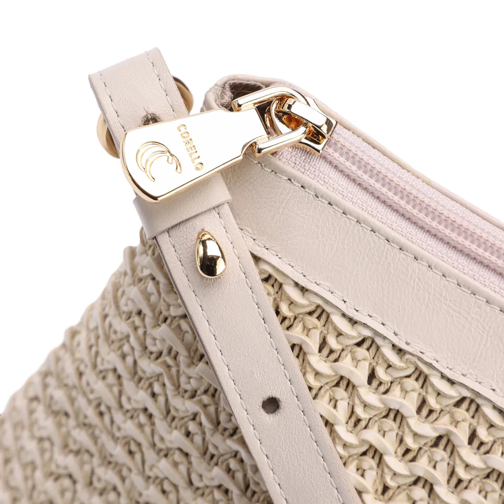Bolsa Transversal Couro Off White/Crochet Off White - imagem 5