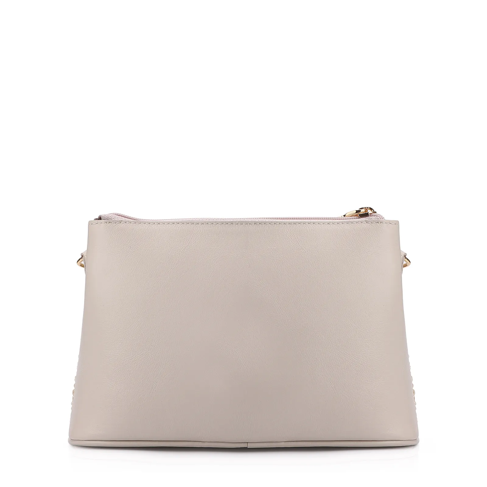 Bolsa Transversal Couro Off White/Crochet Off White