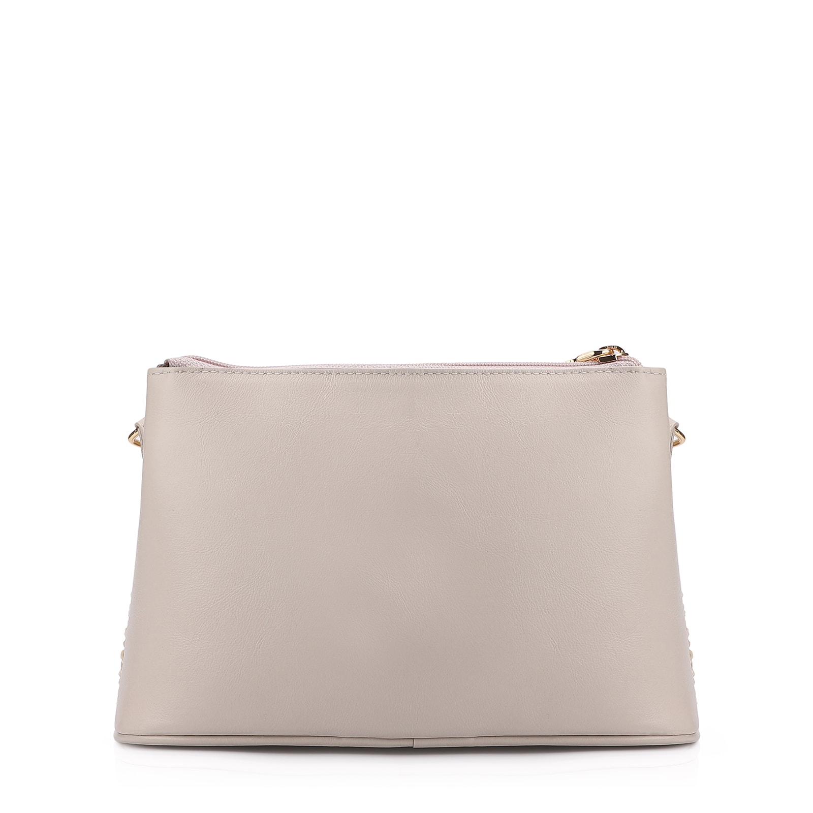 Bolsa Transversal Couro Off White/Crochet Off White