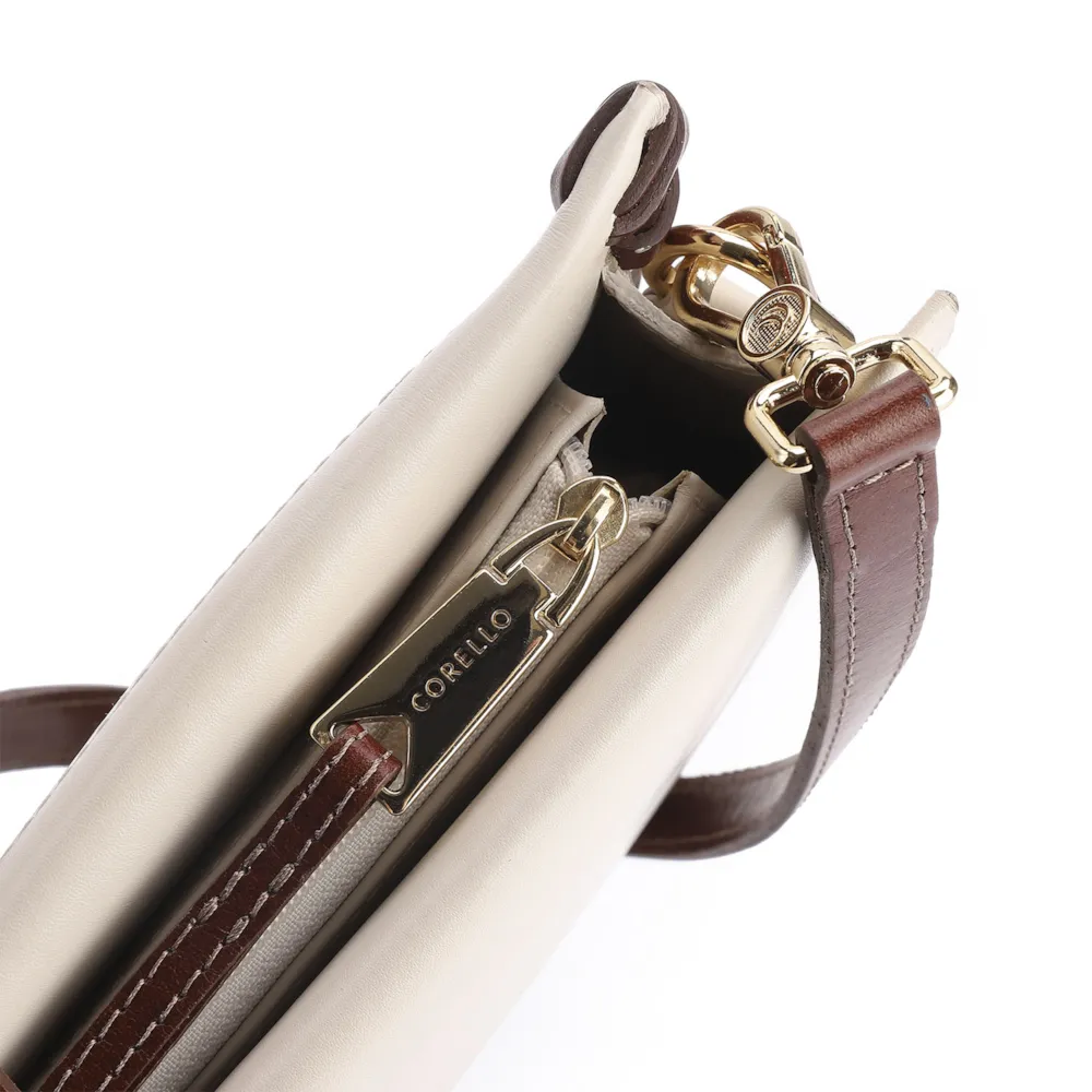 Bolsa Transversal Couro Off White/Marrom - imagem 5