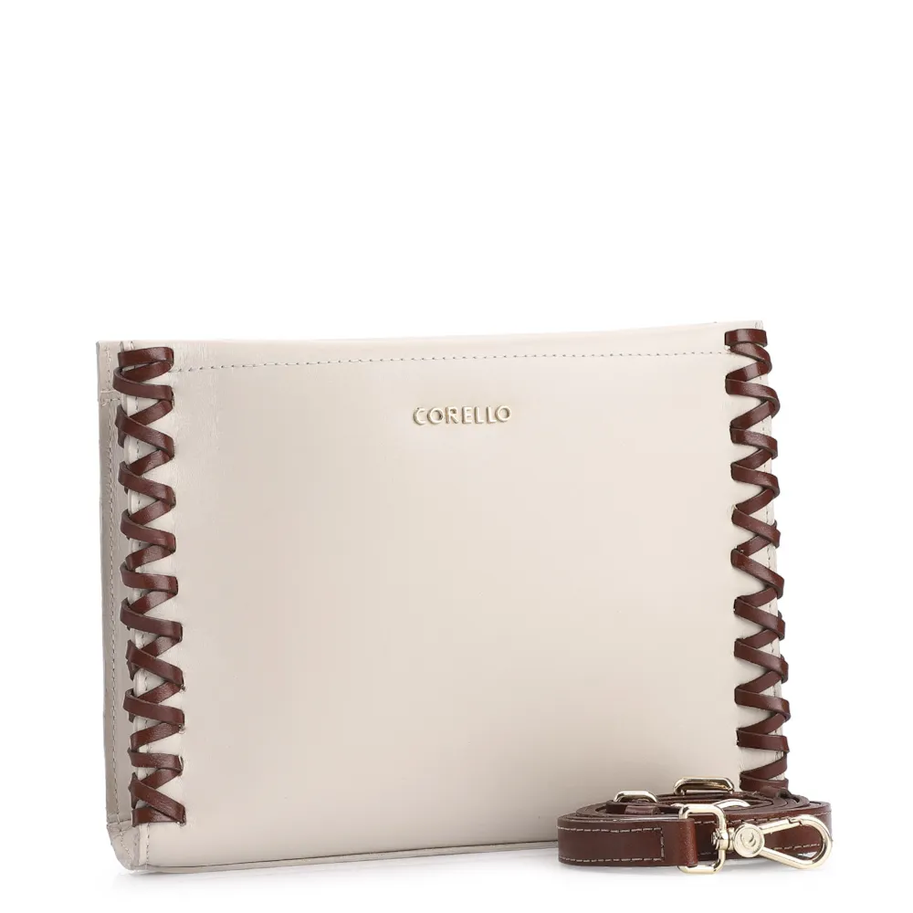 Bolsa Transversal Couro Off White/Marrom - imagem 2