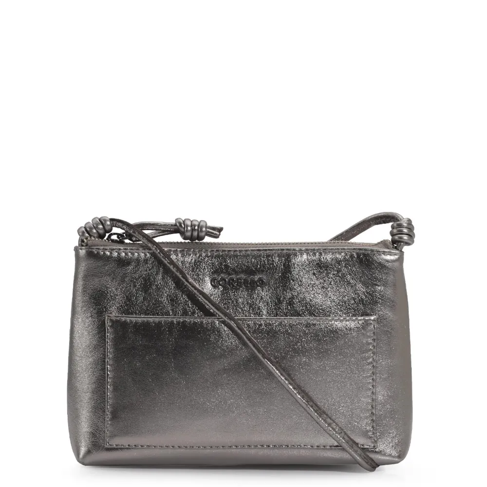 Bolsa Transversal Couro Prata