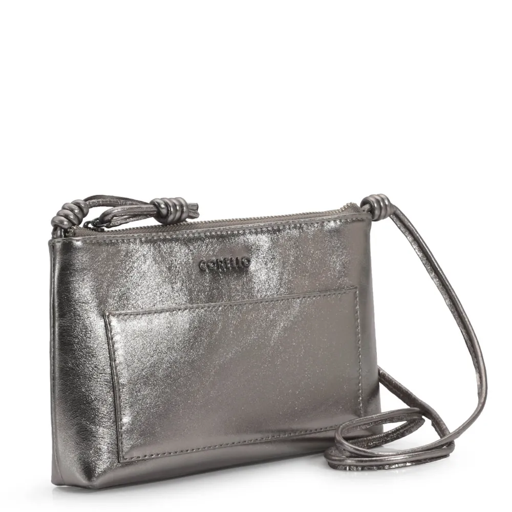 Bolsa Transversal Couro Prata - imagem 3