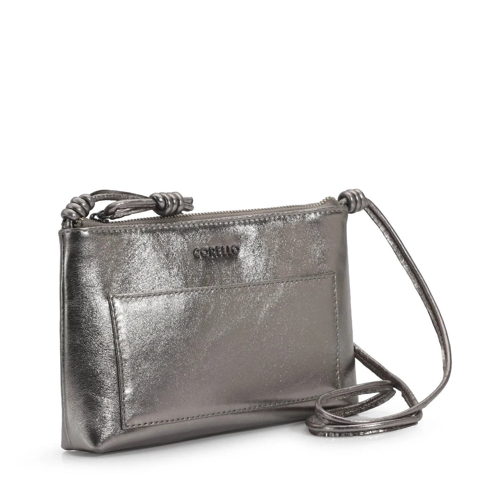 Bolsa Transversal Couro Prata