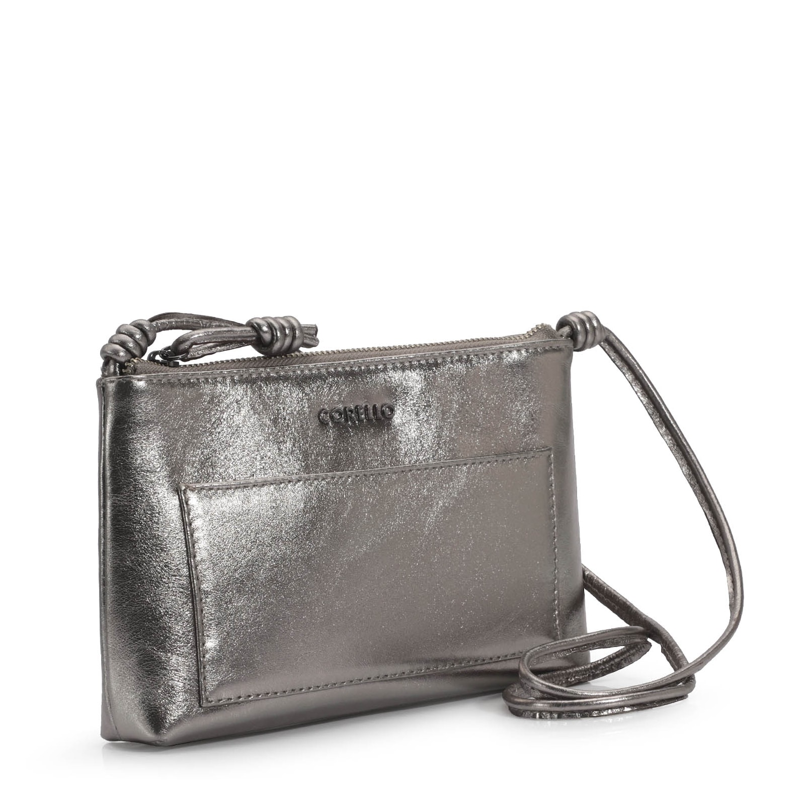 Bolsa Transversal Couro Prata