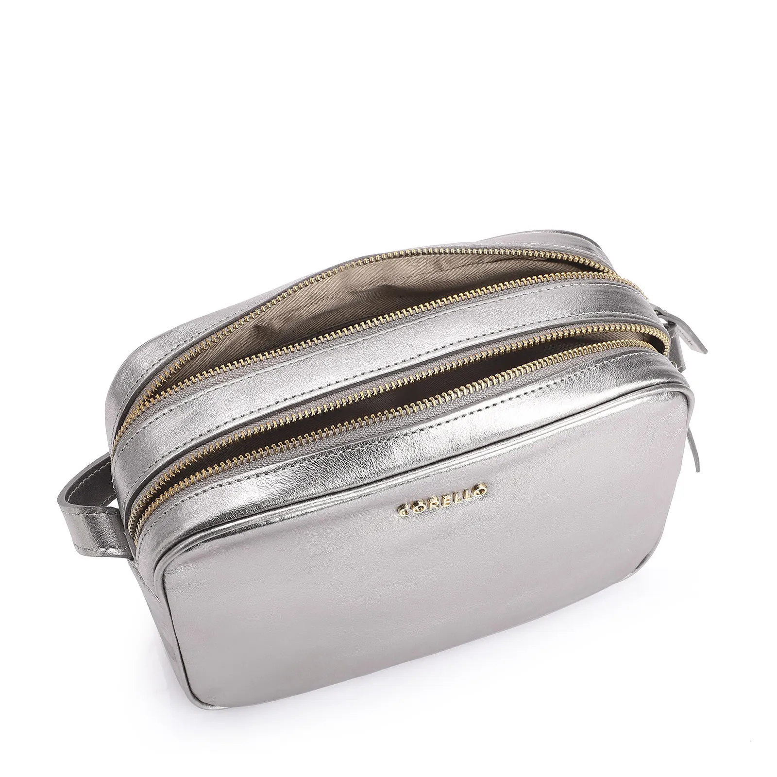 Bolsa Transversal Couro Prata