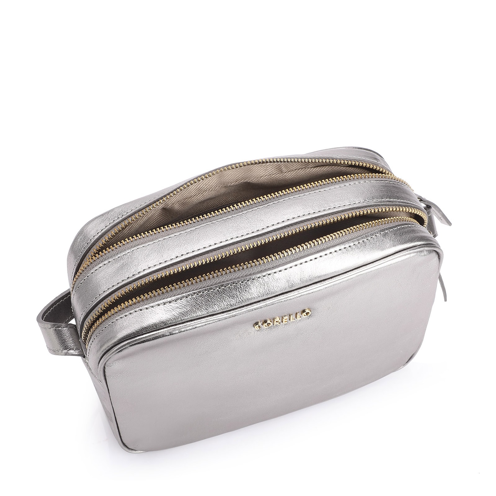 Bolsa Transversal Couro Prata