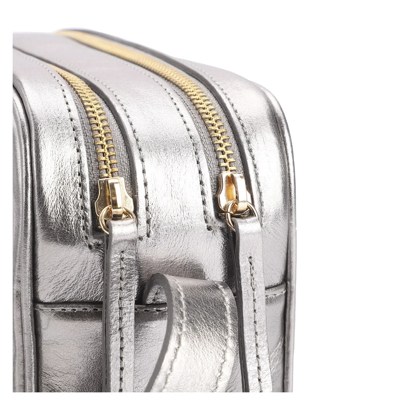 Bolsa Transversal Couro Prata