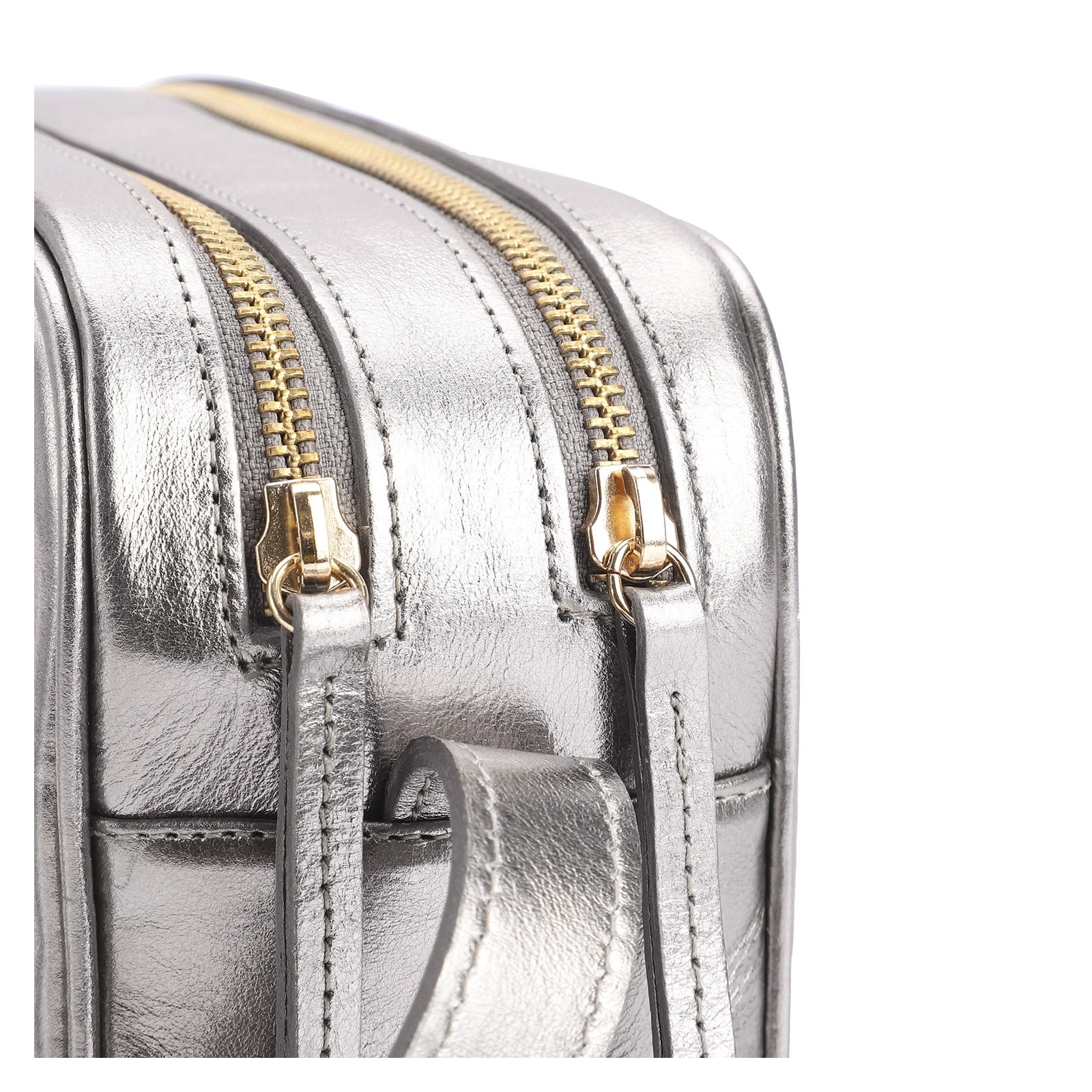 Bolsa Transversal Couro Prata