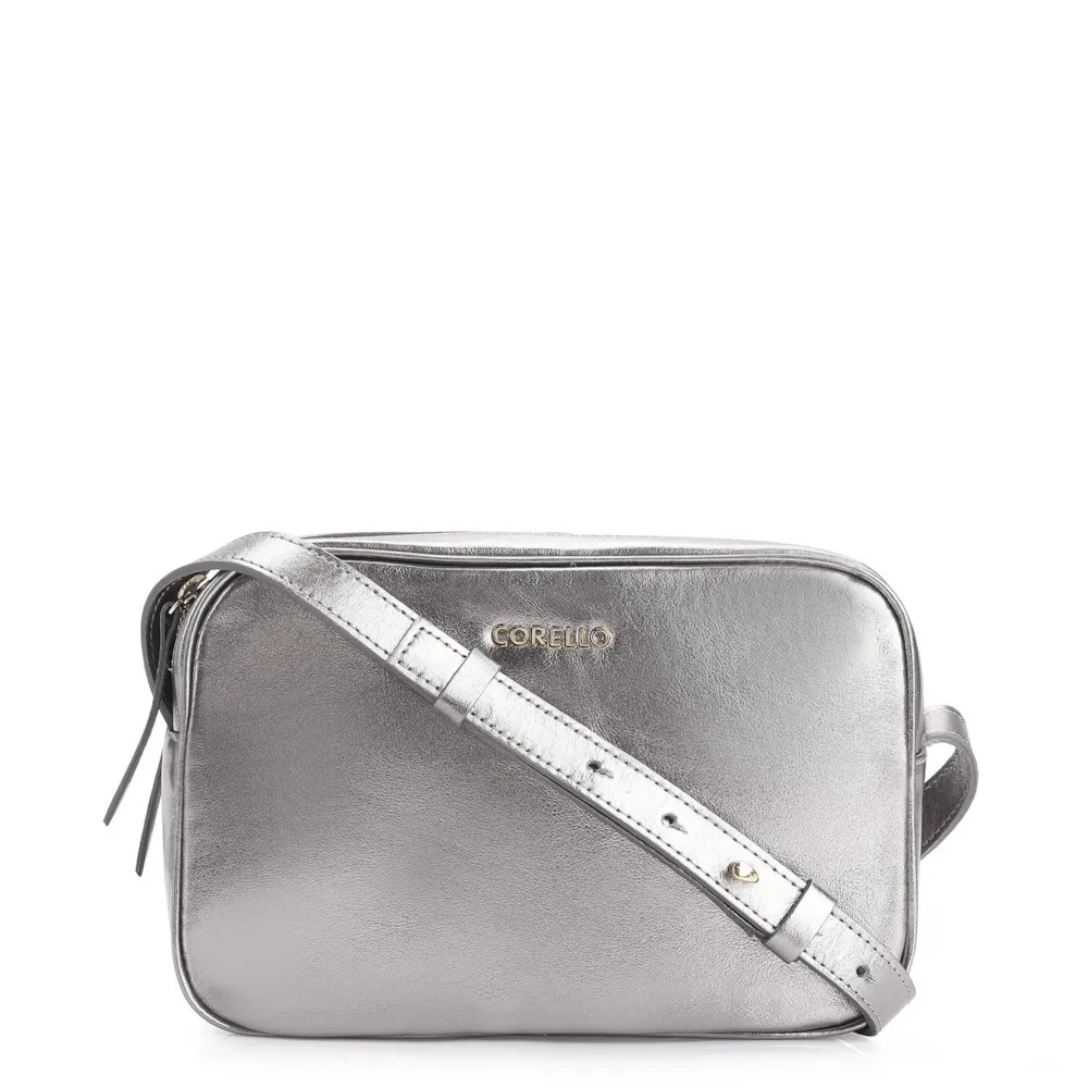 Bolsa Transversal Couro Prata