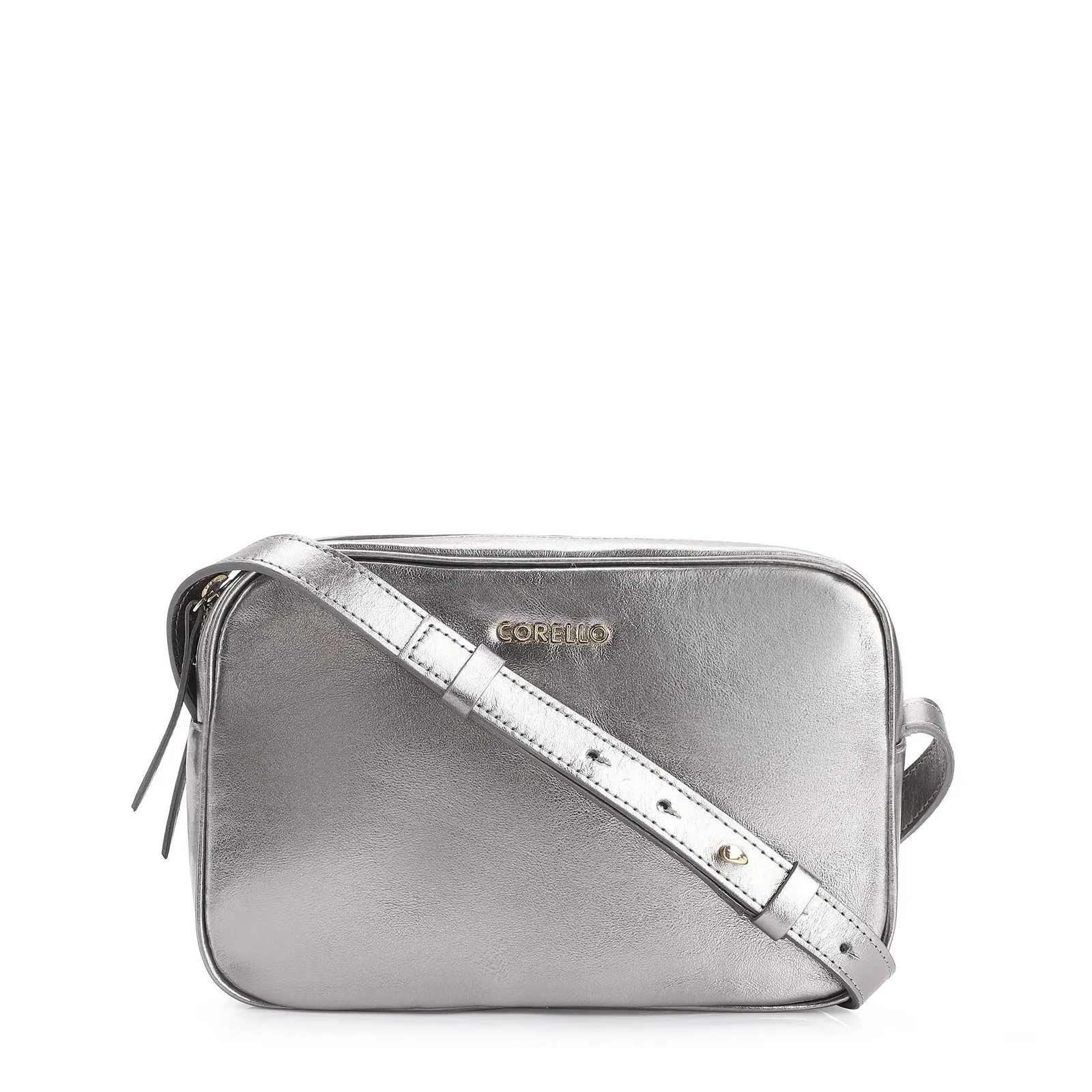 Bolsa Transversal Couro Prata
