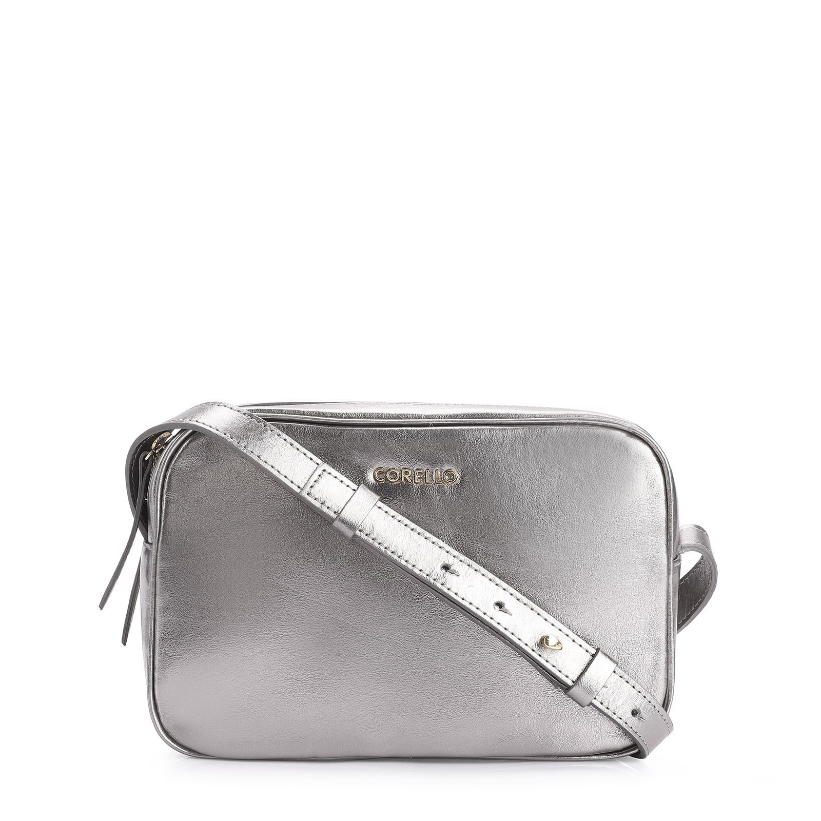 Bolsa Transversal Couro Prata