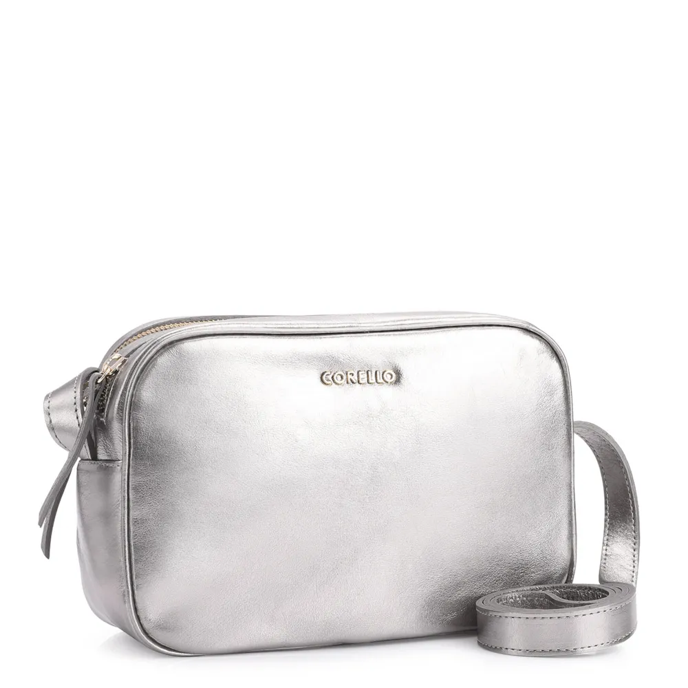 Bolsa Transversal Couro Prata - imagem 2