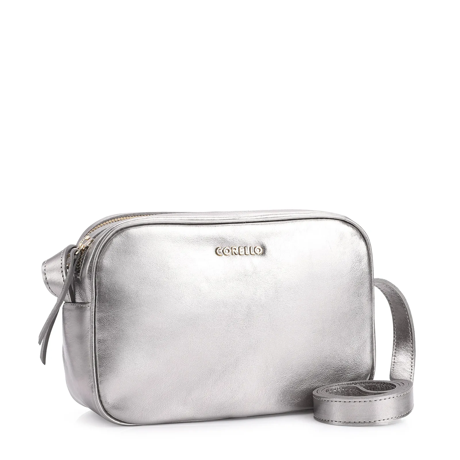 Bolsa Transversal Couro Prata
