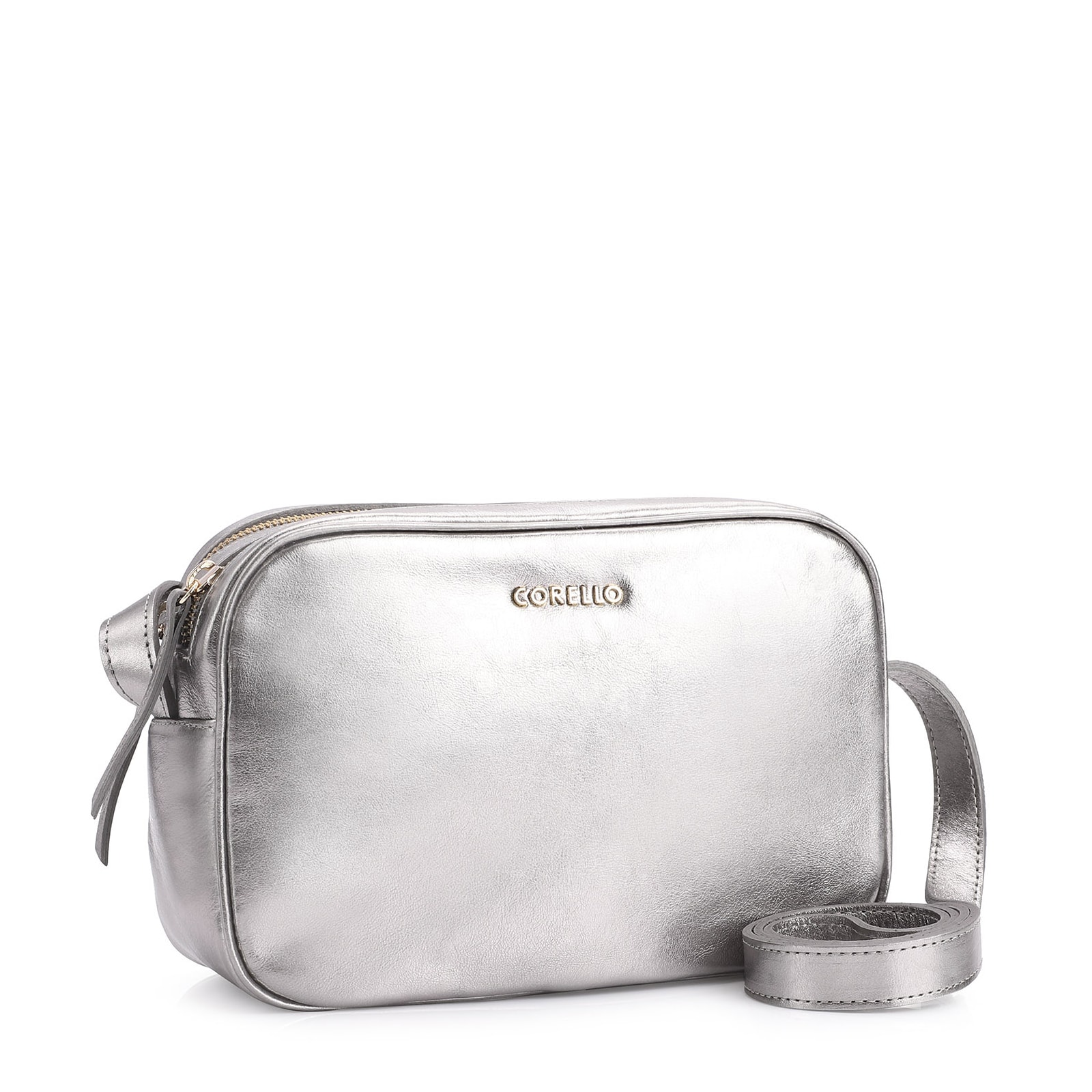 Bolsa Transversal Couro Prata