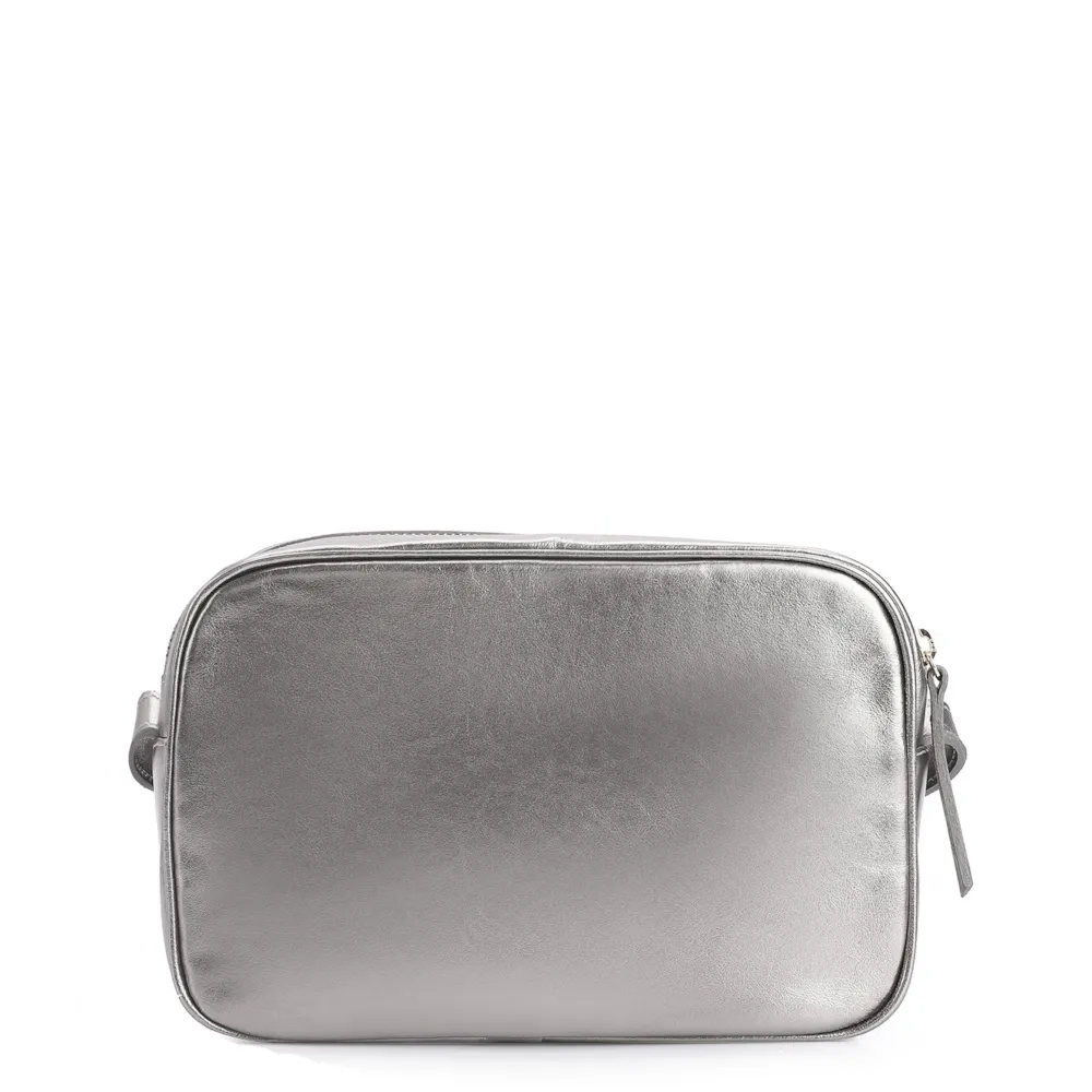 Bolsa Transversal Couro Prata - imagem 3
