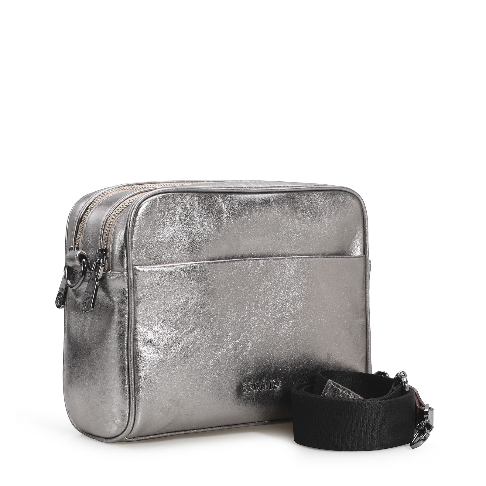 Bolsa Transversal Couro Prata