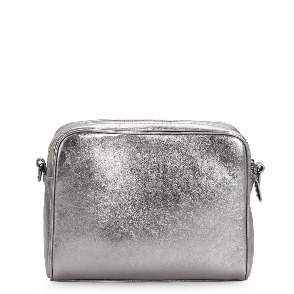 Bolsa Transversal Couro Prata - imagem 4
