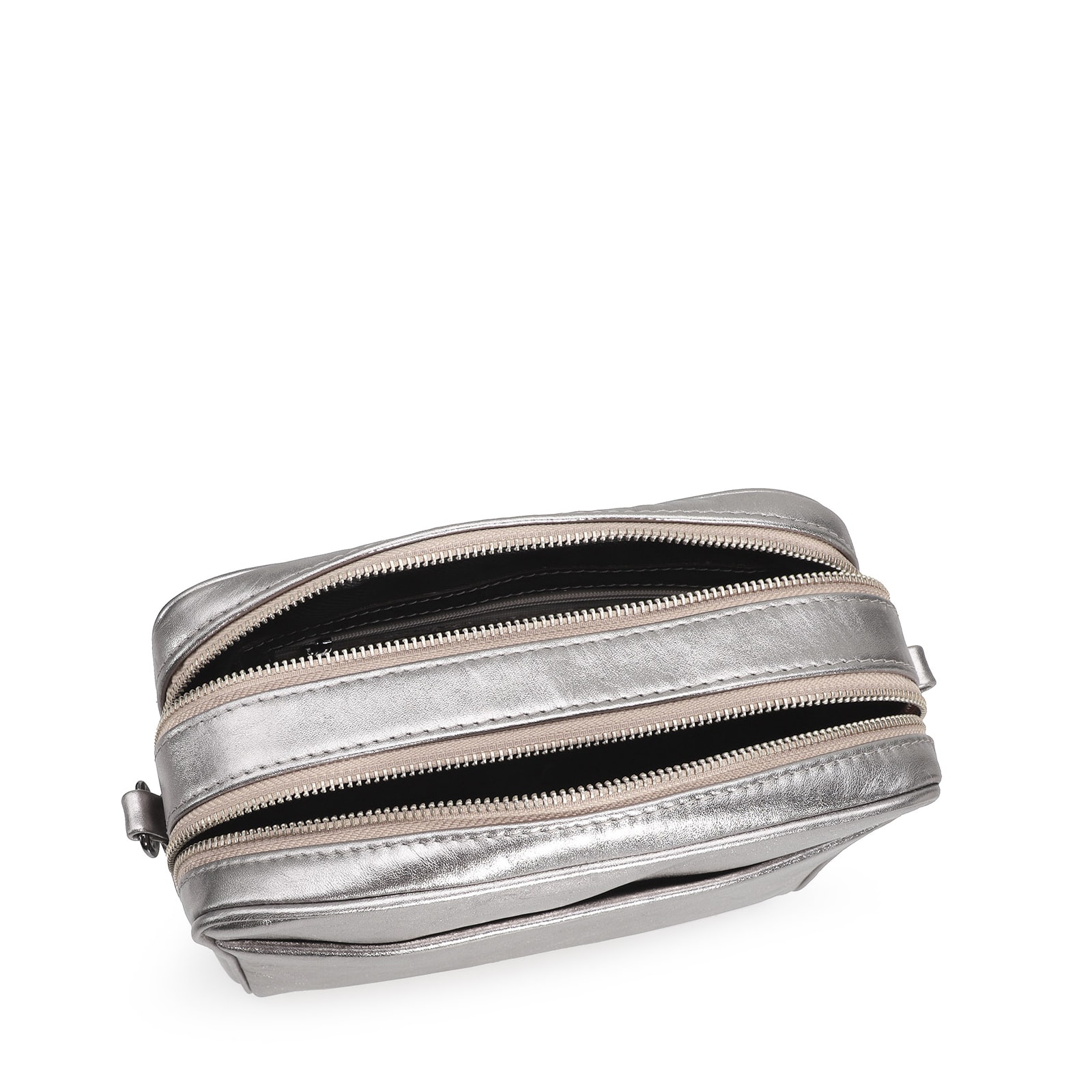 Bolsa Transversal Couro Prata