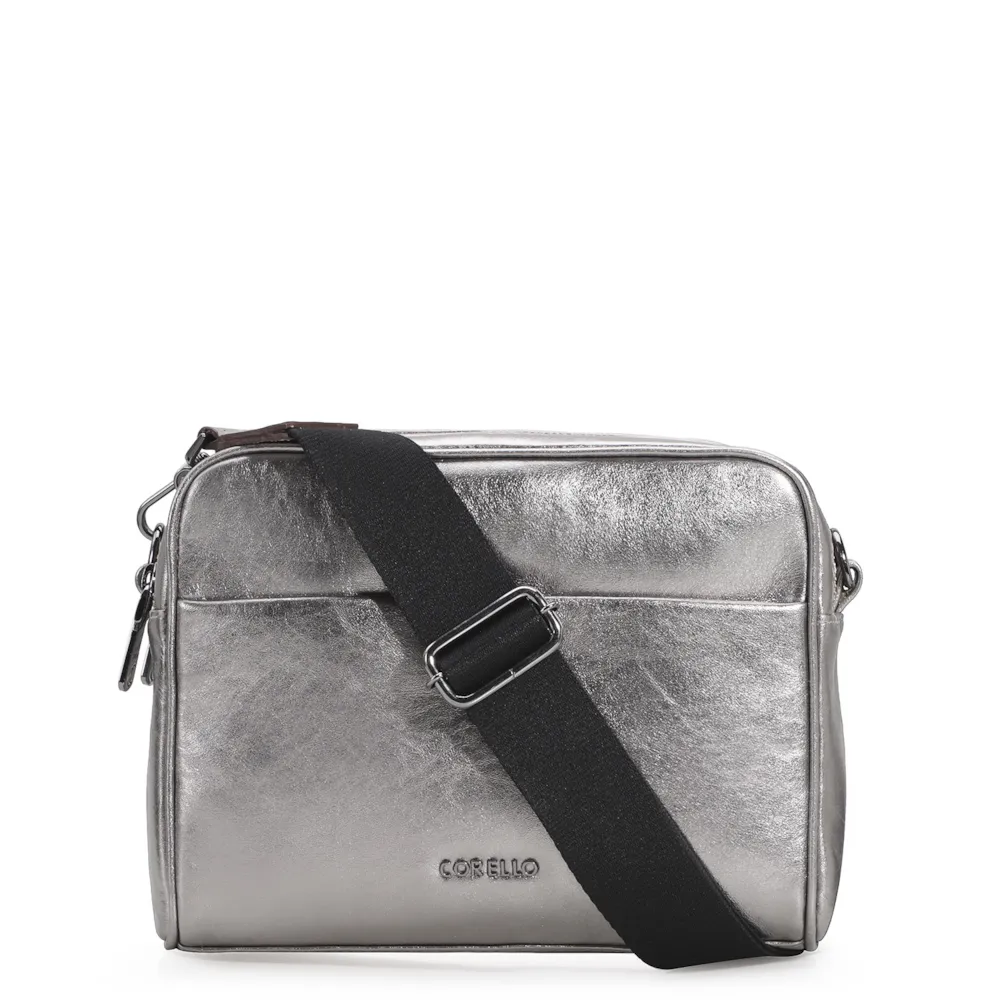 Bolsa Transversal Couro Prata