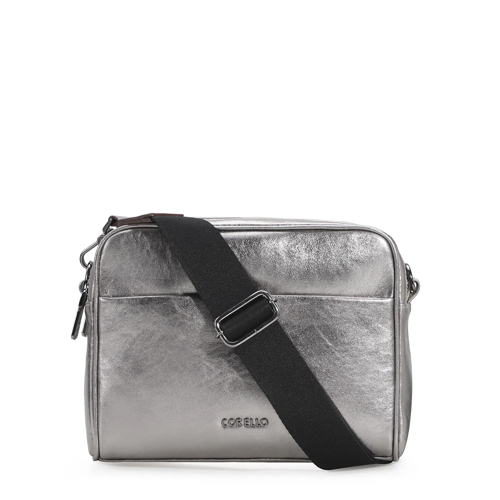 Bolsa Transversal Couro Prata