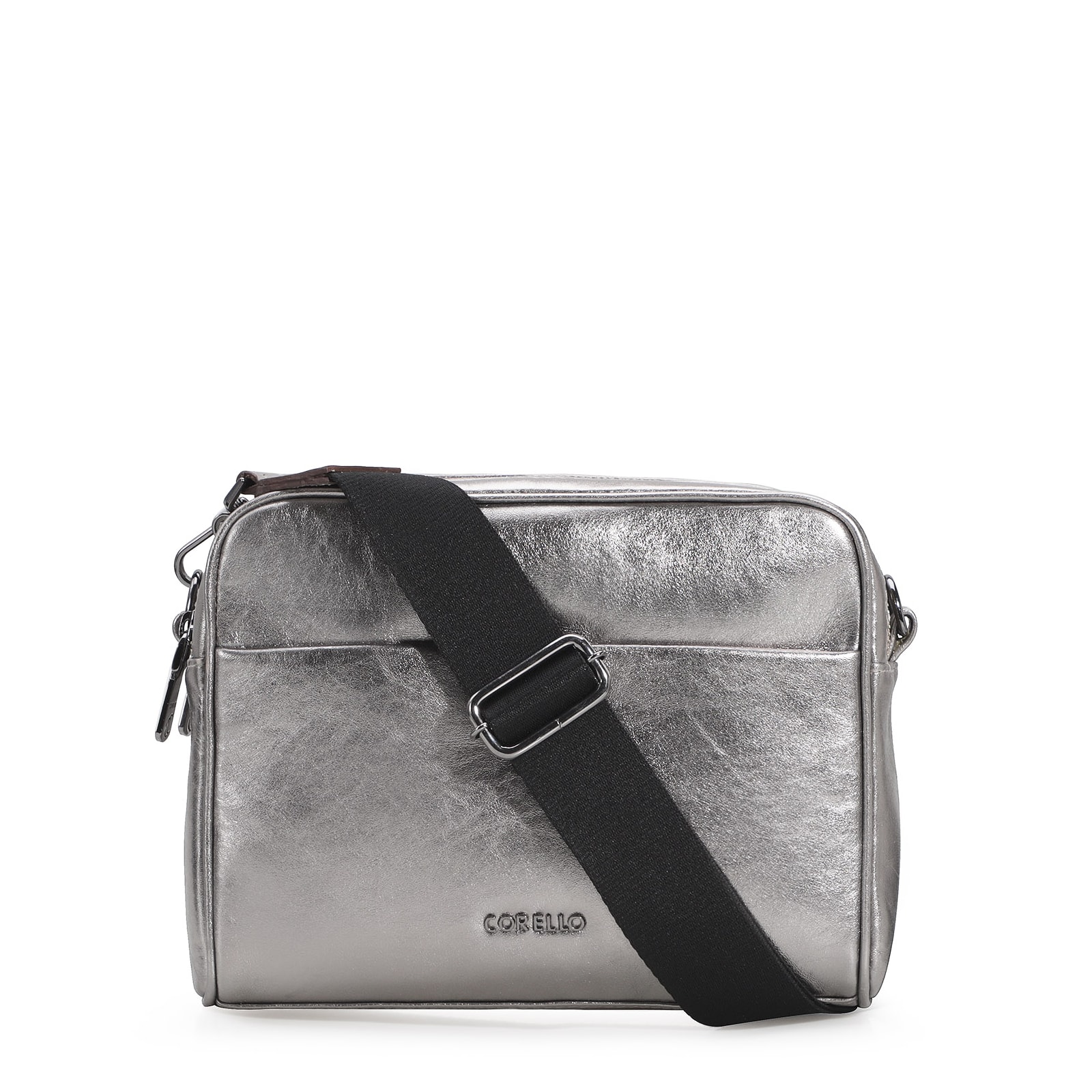 Bolsa Transversal Couro Prata